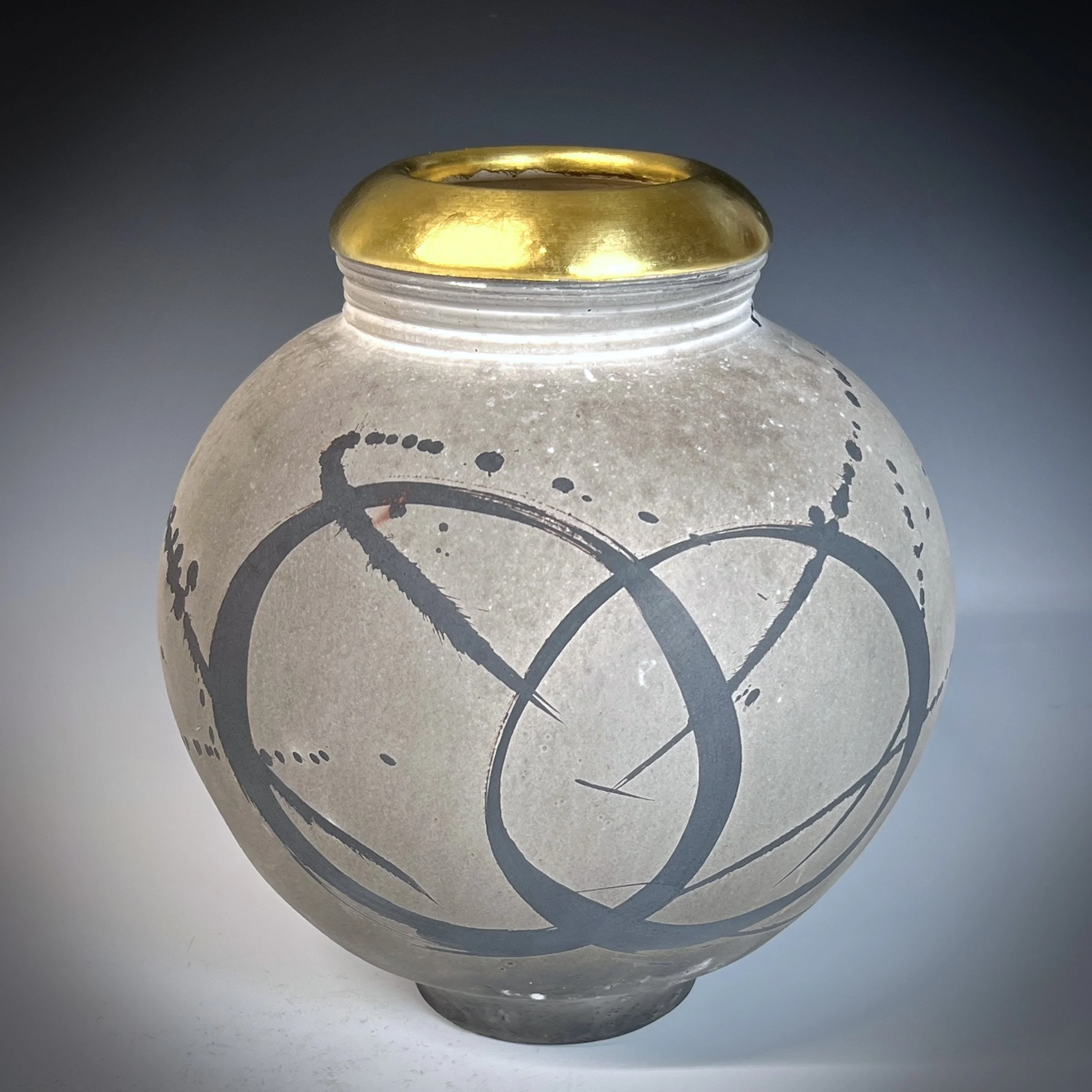 #1. Cosmic Circles XVI. Raku Vase with Gold Leaf..jpg