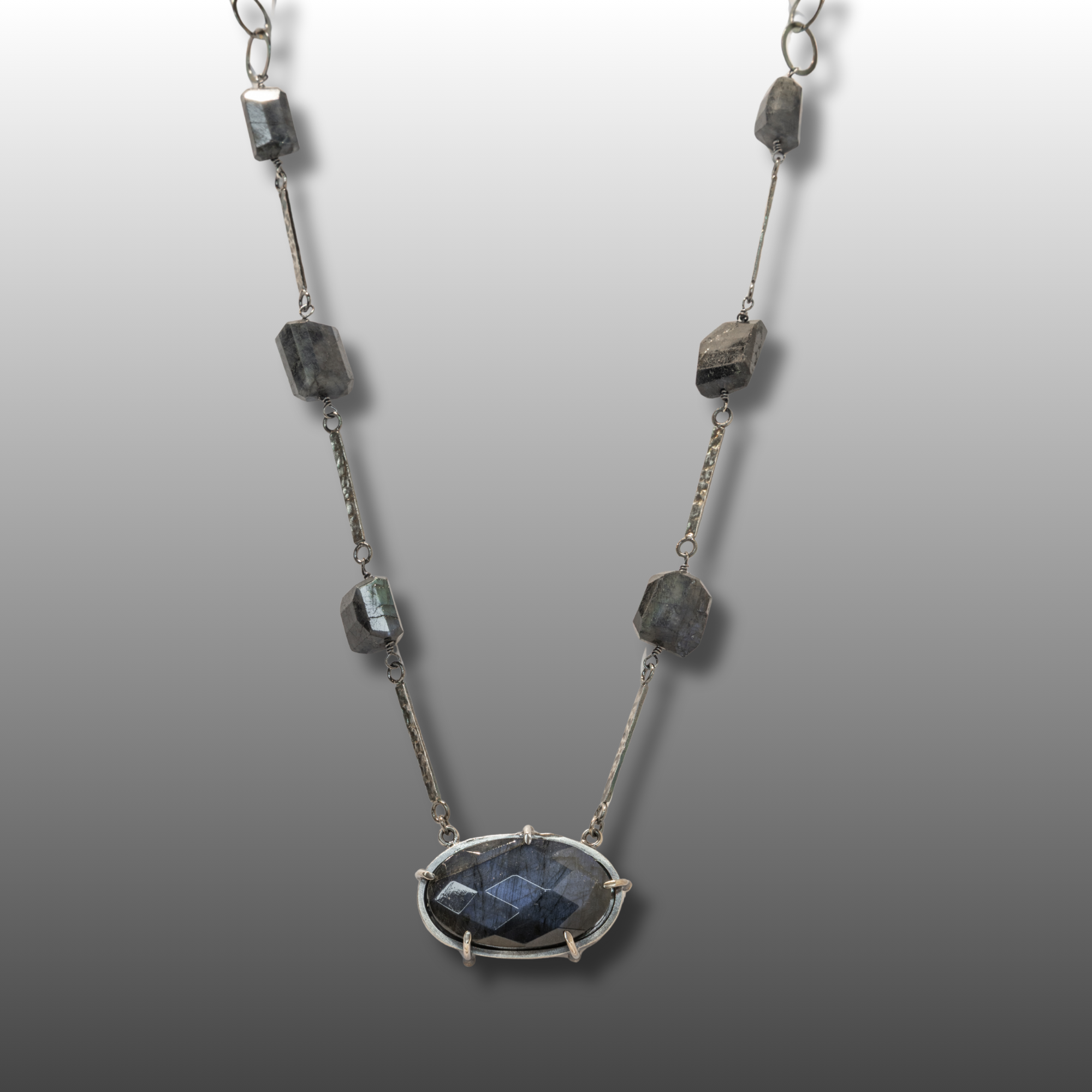 Labradorite Oxidized Sterling Silver Necklace