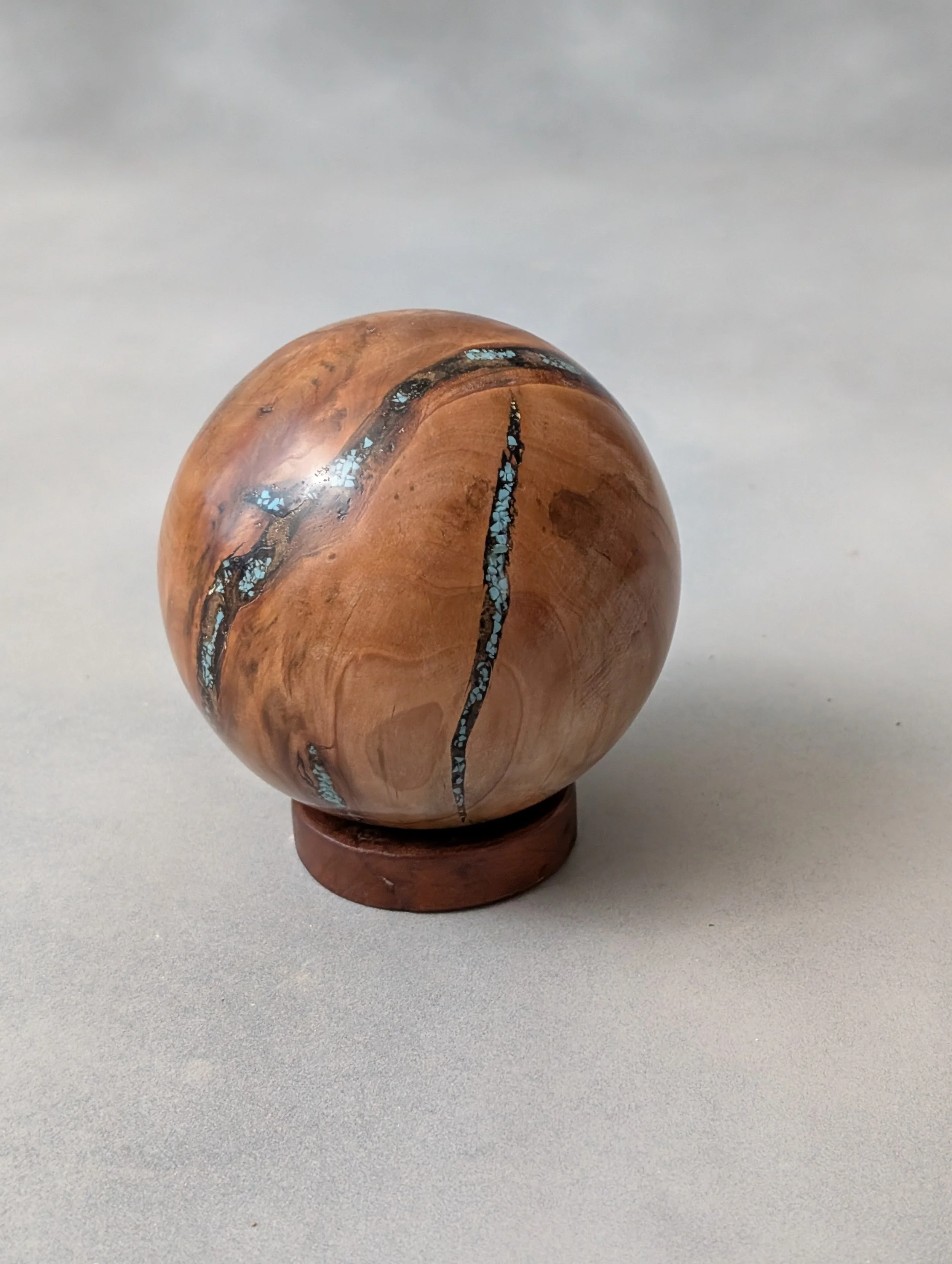 Maple Sphere with Turquoise