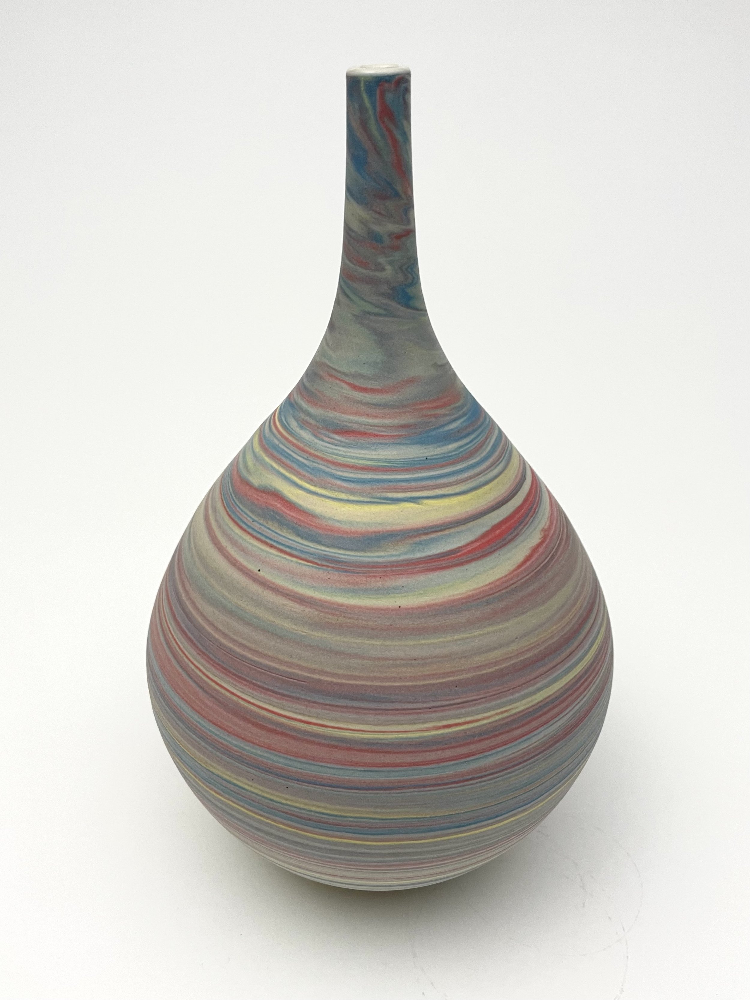 Small Red, Turqoise, Yellow Matte Vase