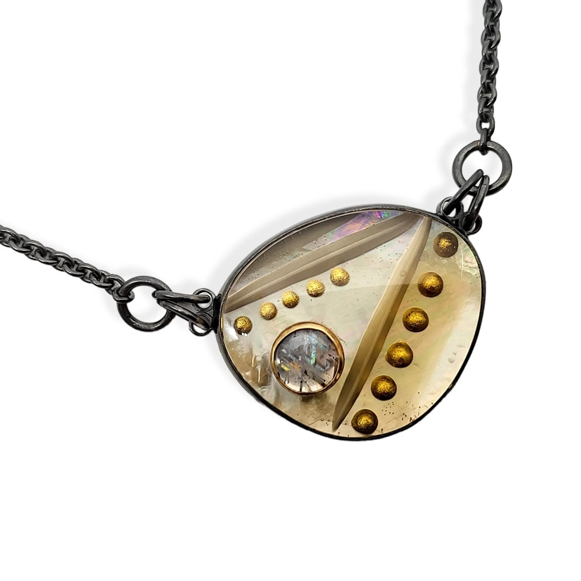 Carved Gold Bubble Pendant Necklace