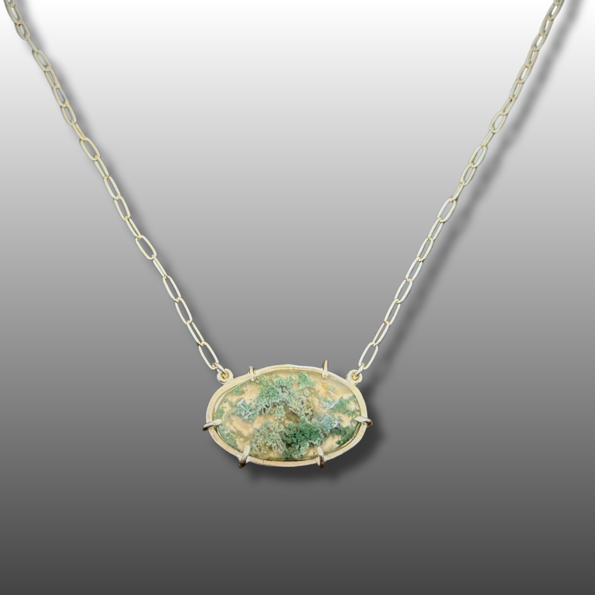 Moss Agate Sterling Silver Necklace
