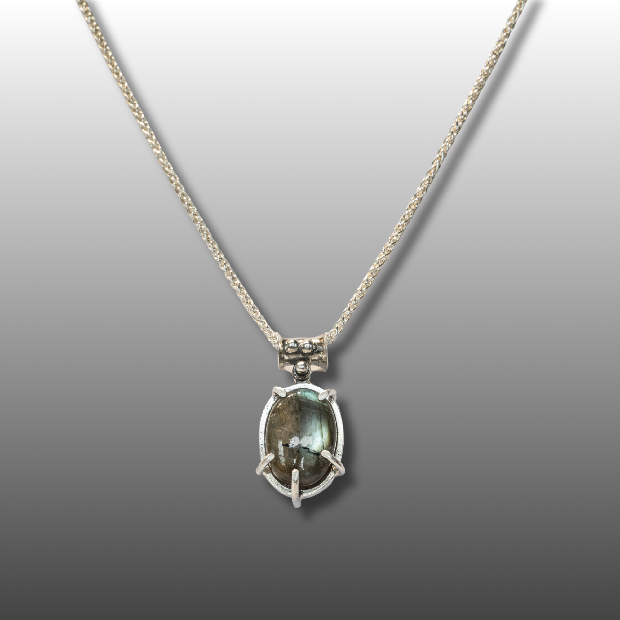 Labradorite Sterling Silver Pendant Necklace