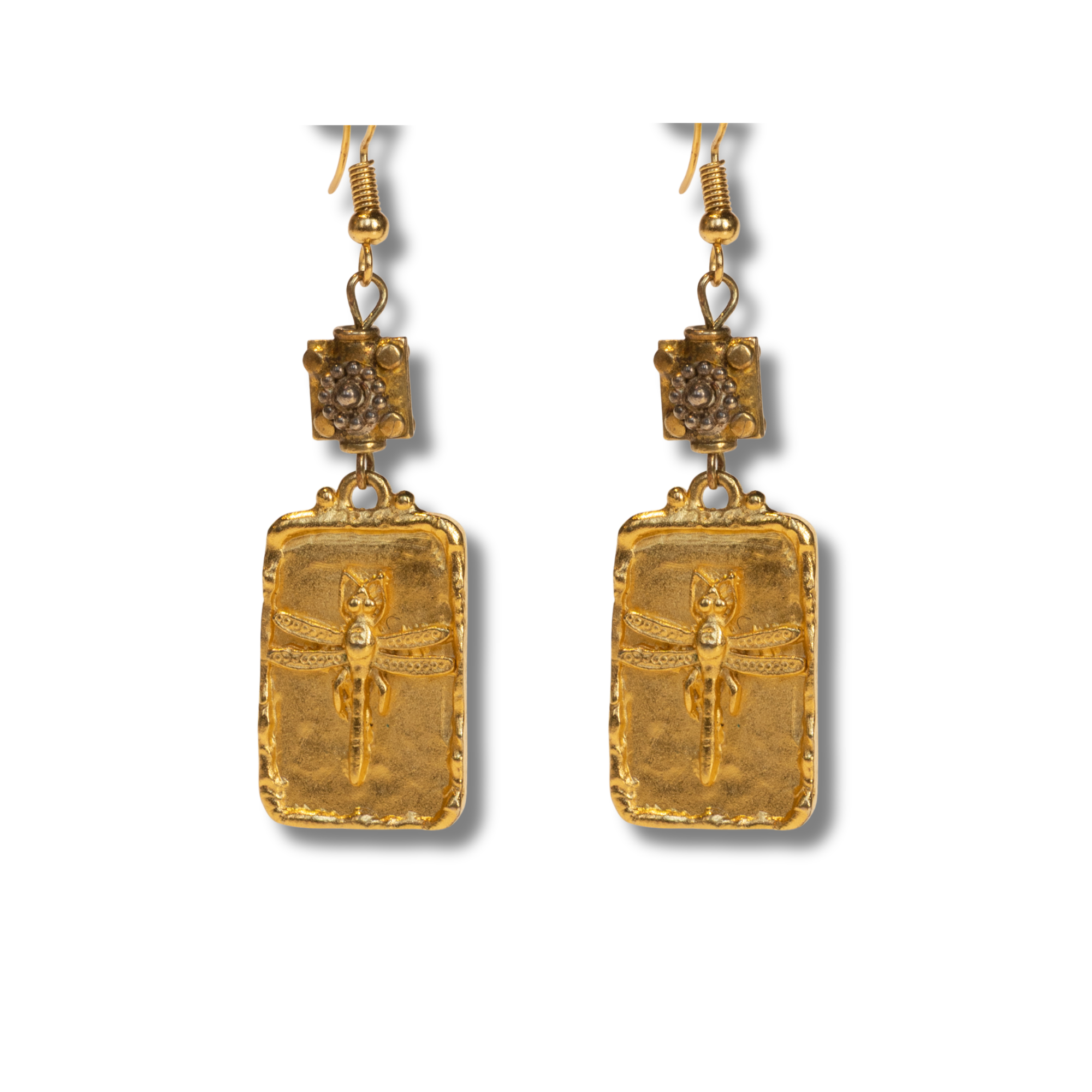 Golden Square with a Firefly Fashion Earrings