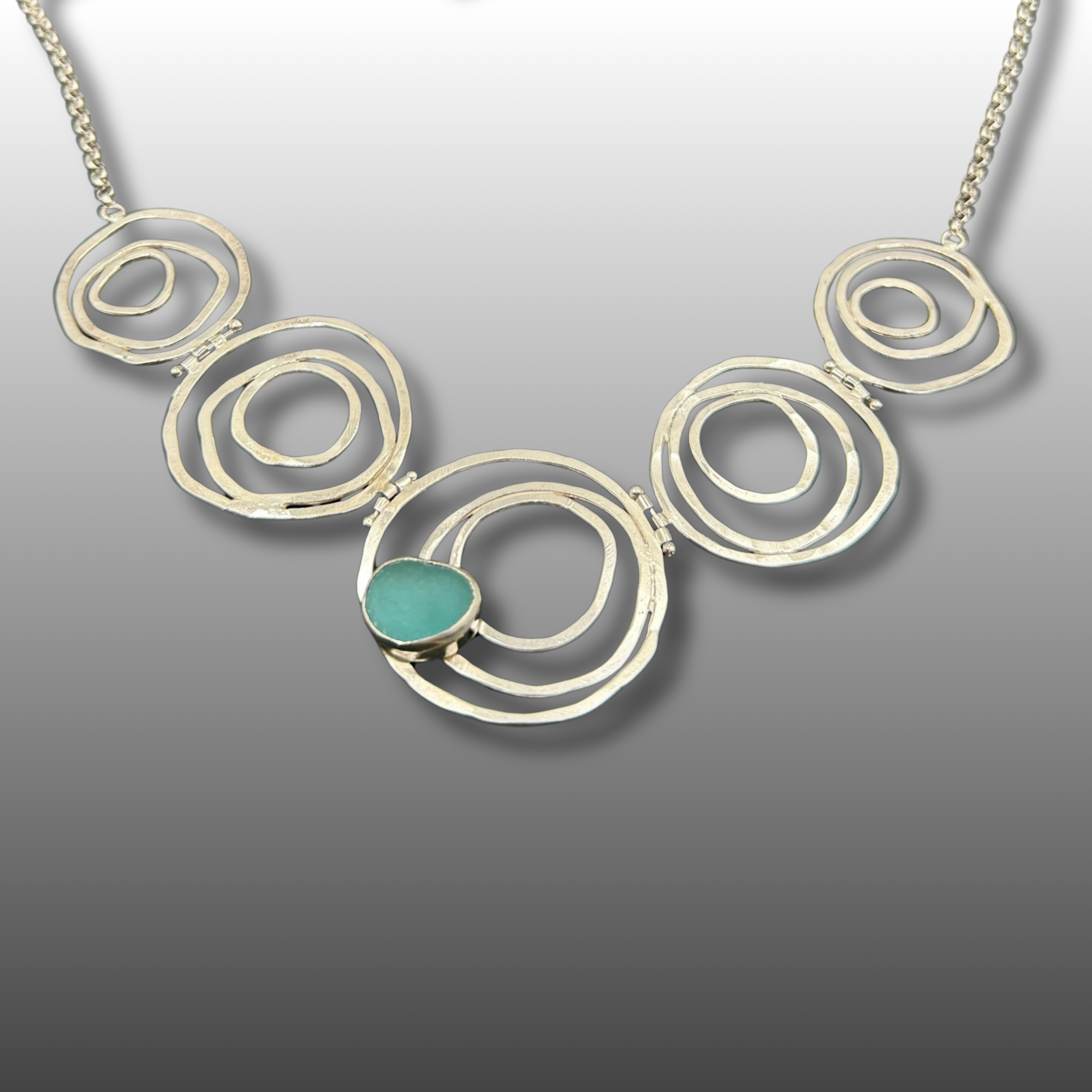 5 Circles/SS LE Beach Glass Necklace
