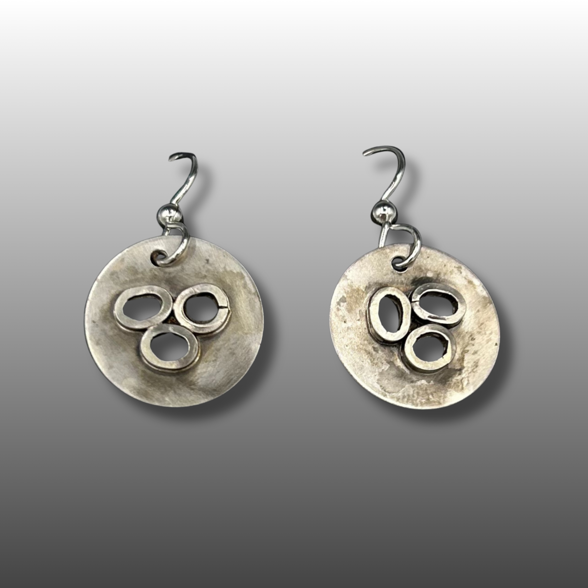 Silver Disk Earrings with cut outs