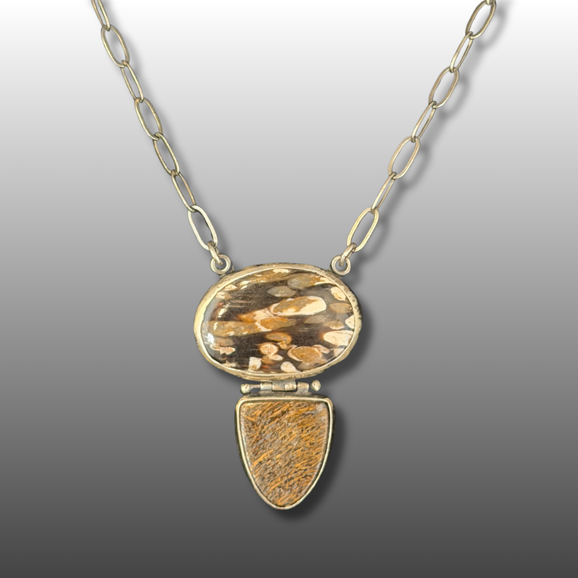 Petrified Pecan & Palm Wood Necklace