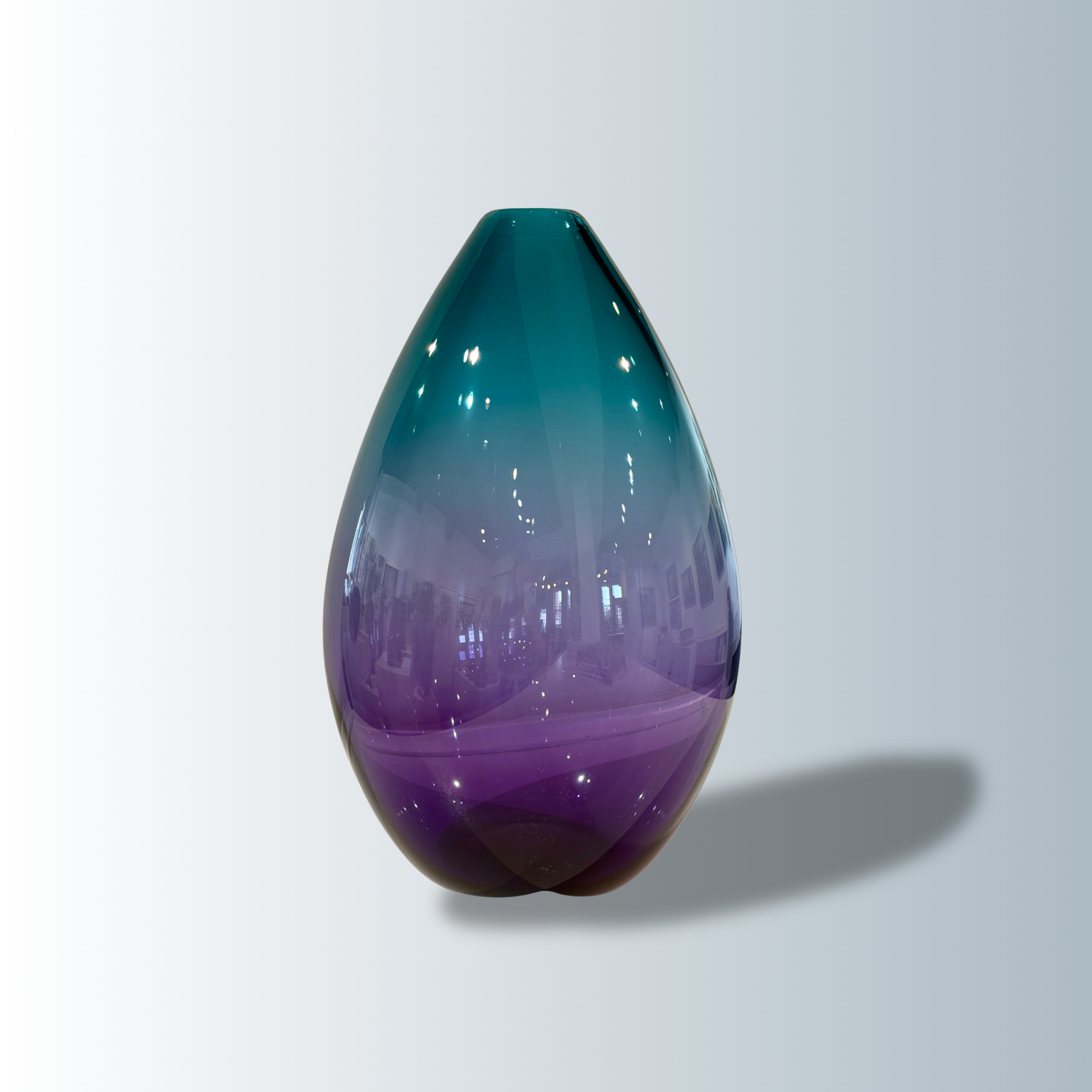 Small Turquoise and Purple Glass Vessel