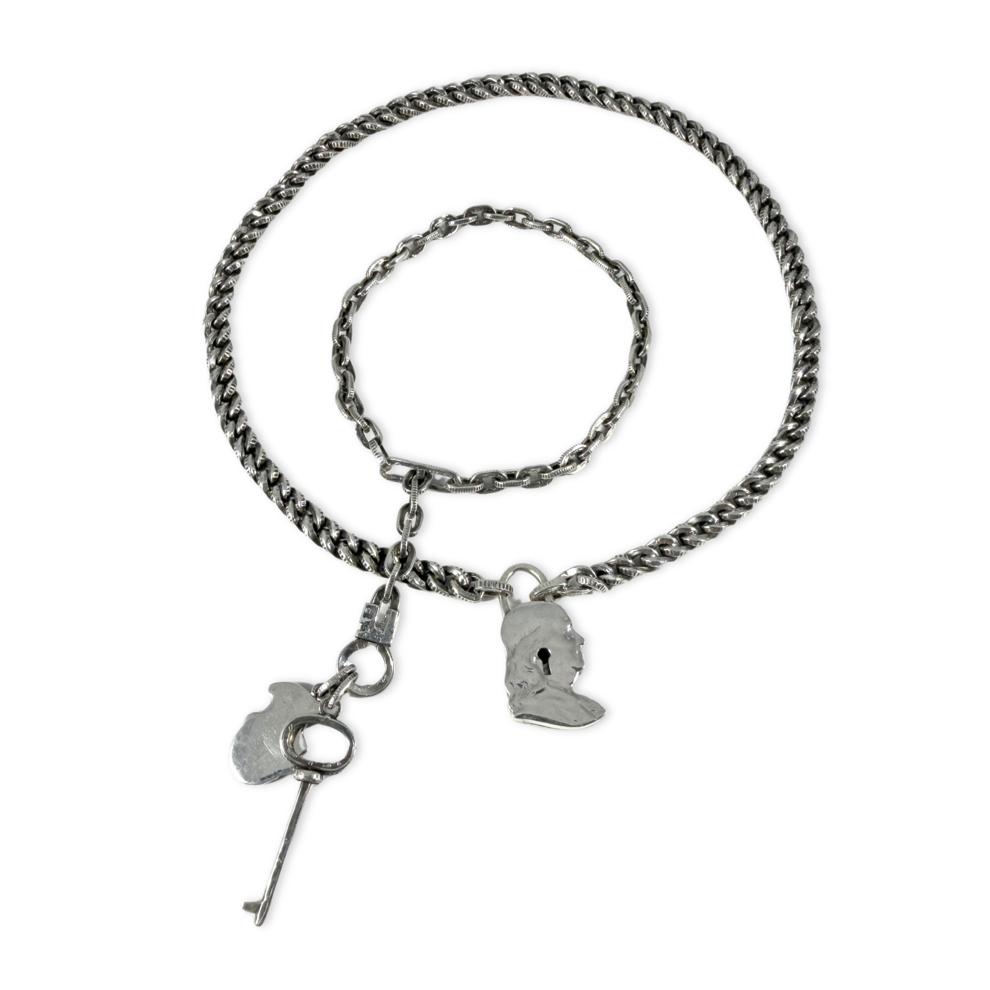 Quarter & Dime Coin-Edge Chain & Bracelet Set
