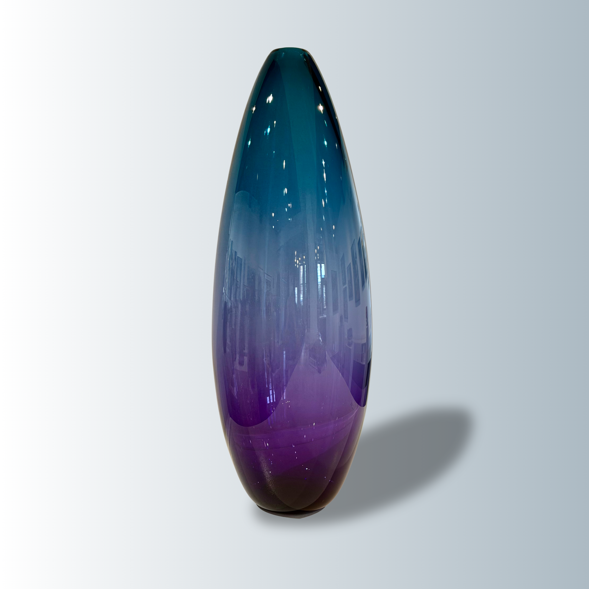 Large Turquoise and Purple Glass Vessel