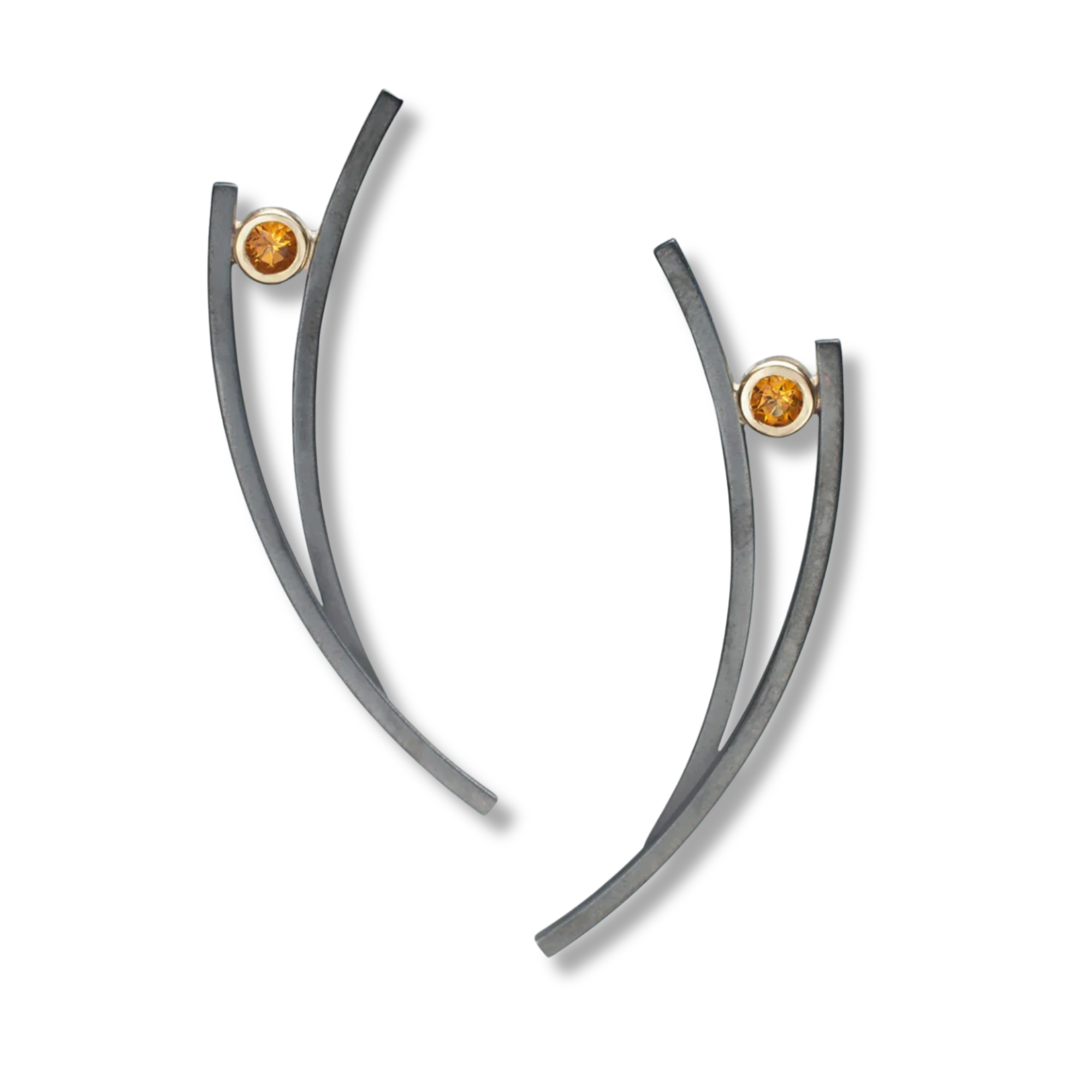Curved Earrings with Citrine