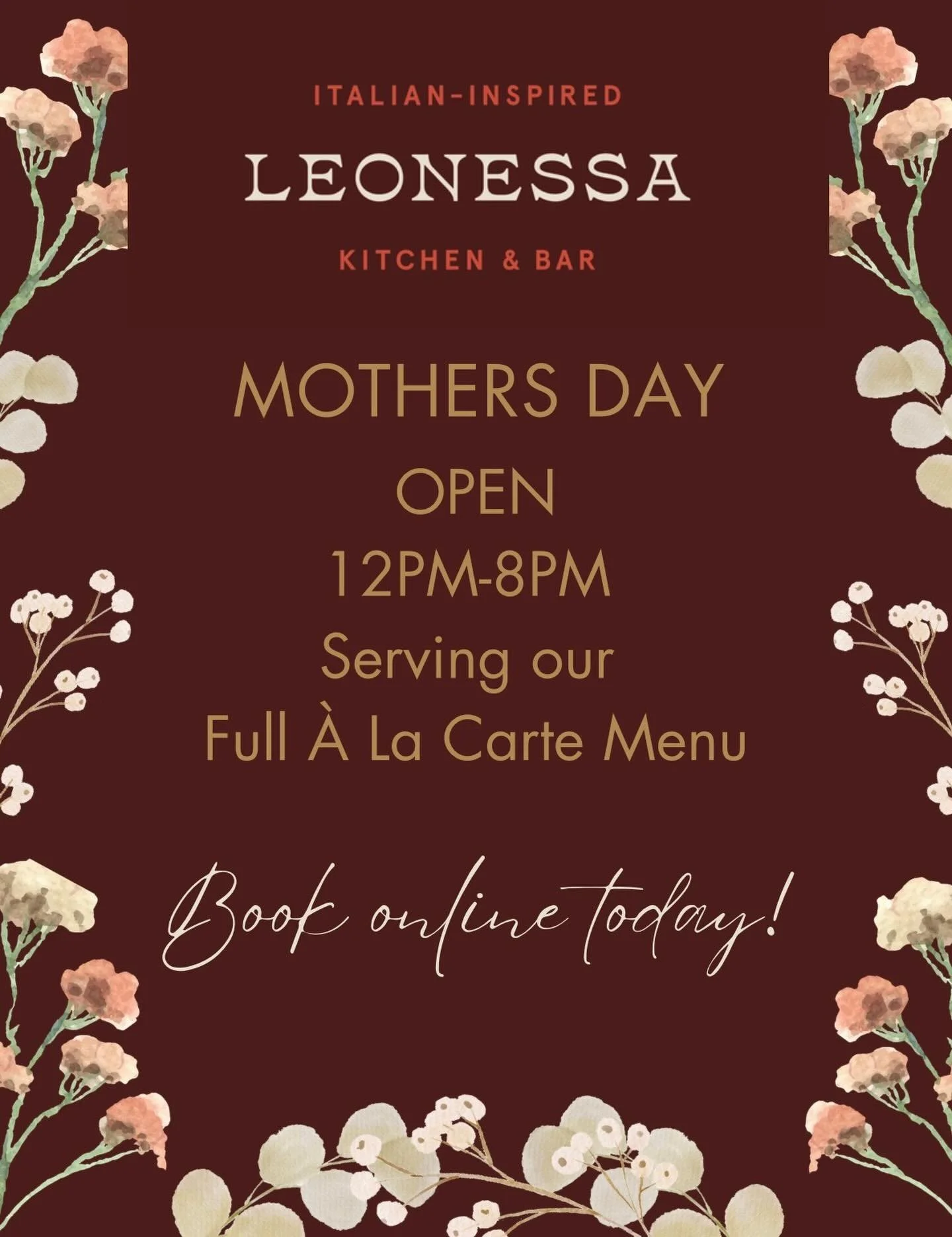 Celebrate MOM by booking a reservation today! You can book online on our website by clicking link in bio or calling 508-744-7831.