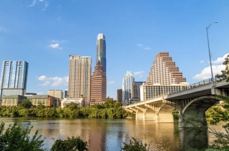 Austin skyline and bridge overlooking the river