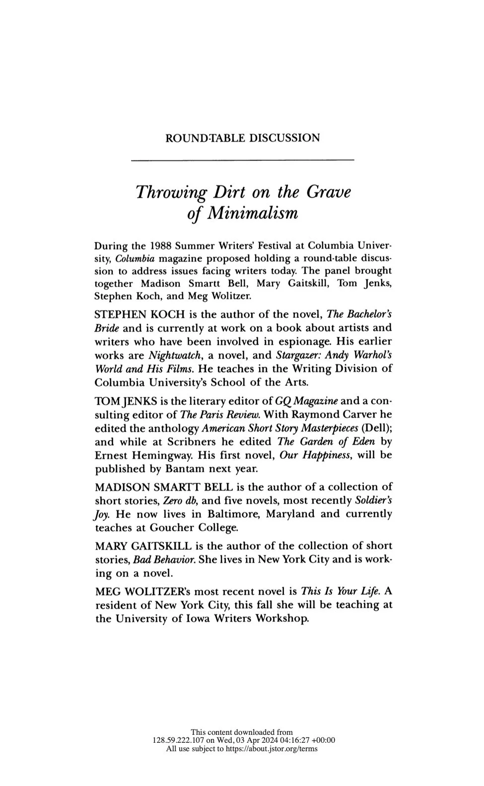 From the Archive “Throwing Dirt on the Grave of Minimalism