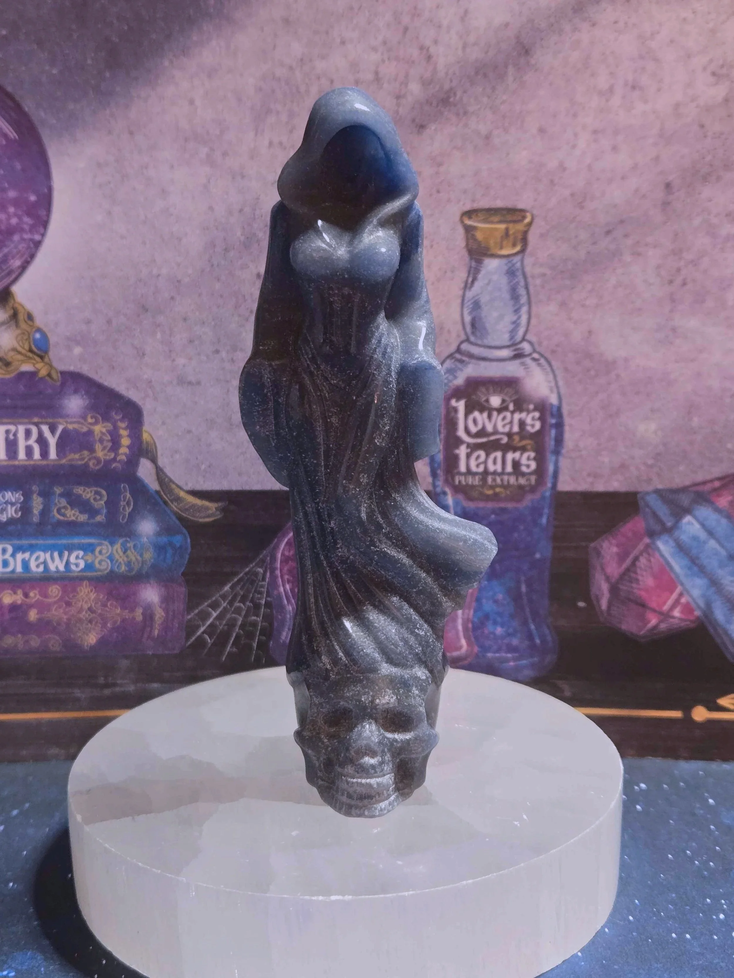 Crystal Hooded Witch Goddess Statue