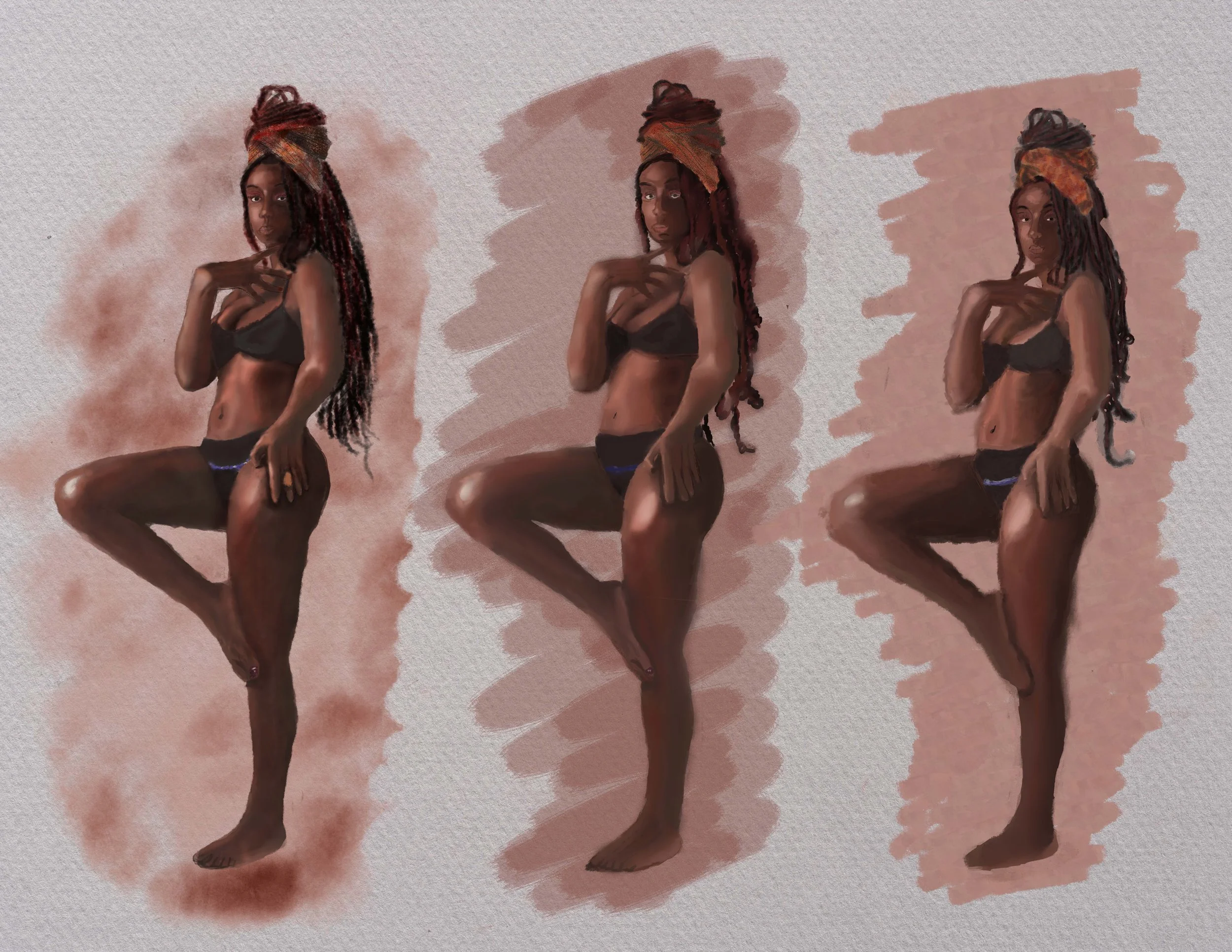 Digital Human Study Watercolor, Gouache, Oil 