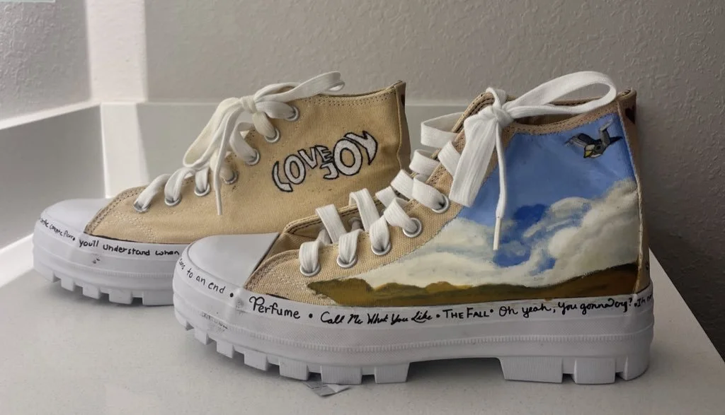 LOVEJOY FAN SHOES HAND PAINTED ACRYLIC