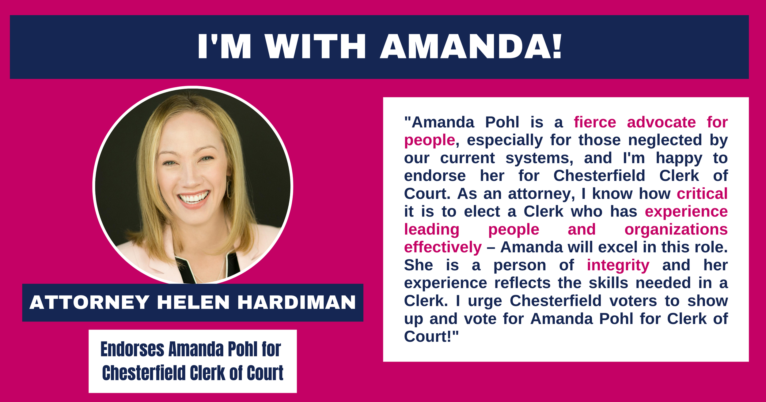 Helen Hardiman Pohl for Clerk in Chesterfield Helen Hardiman Pohl for Clerk in Chesterfield