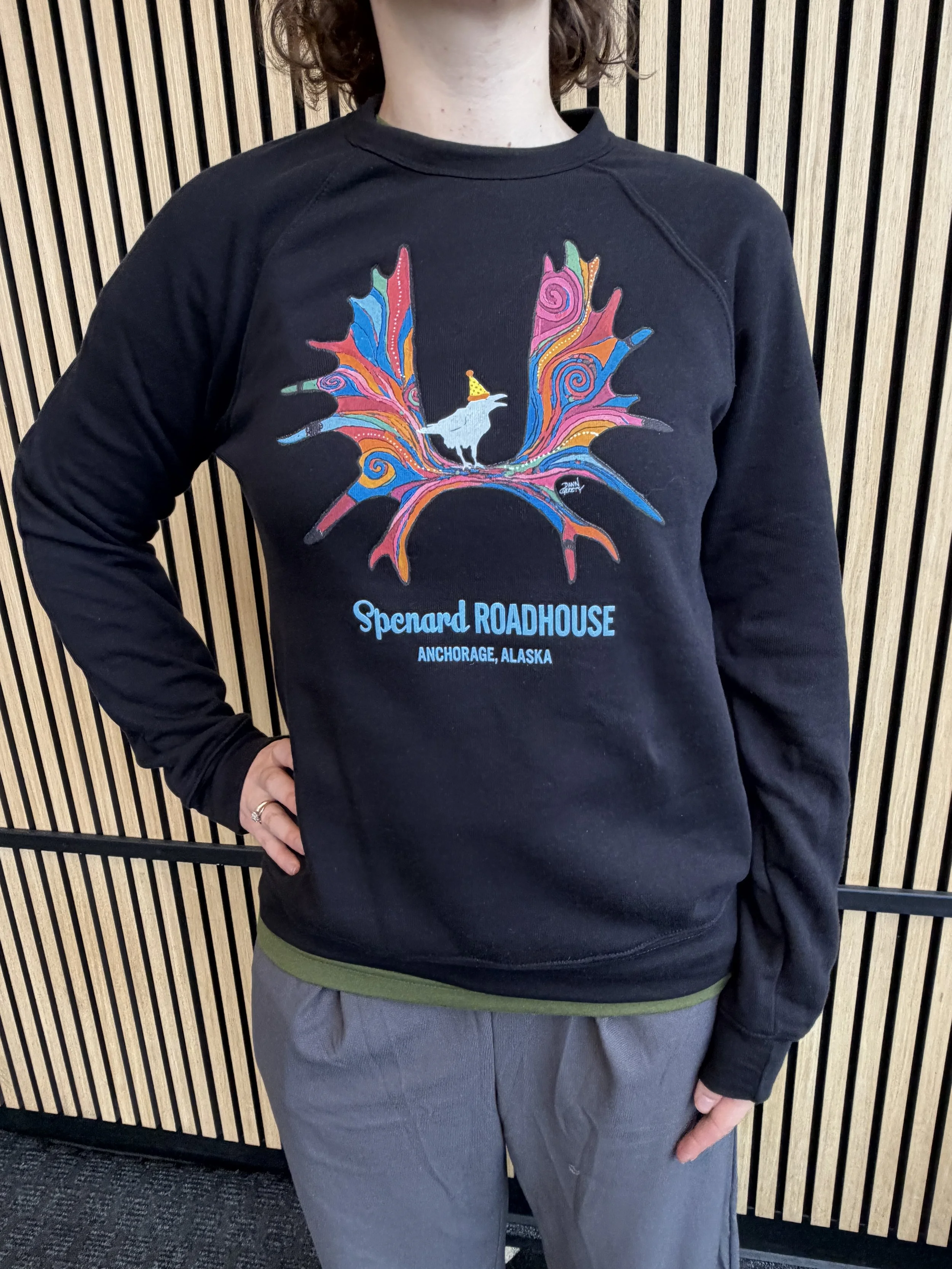 Black Rainbow Antler Crewneck