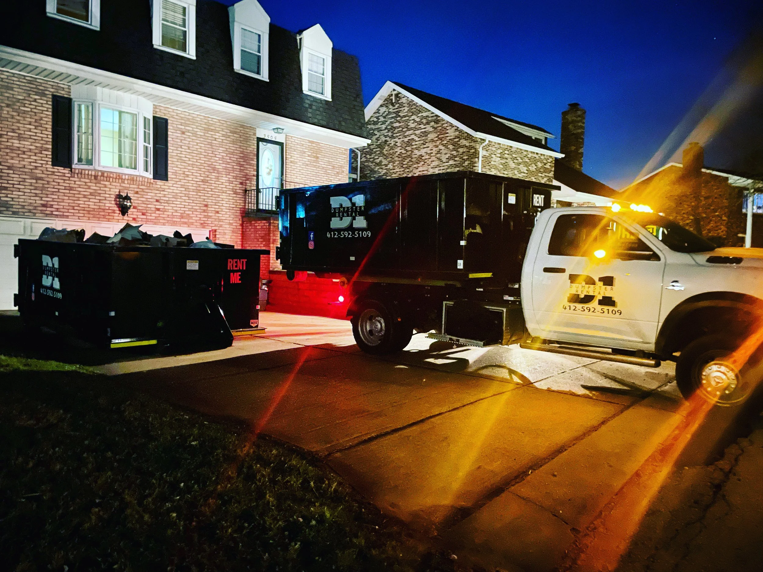 Evening dumpster pick-up