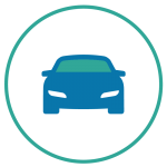 Blue car icon inside a circle