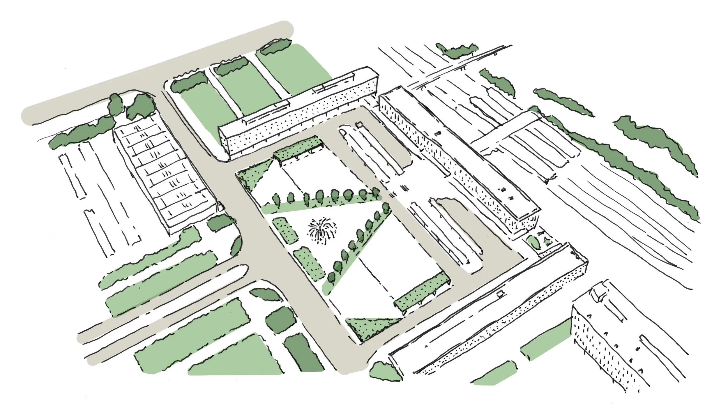 Public square landscape alterations by Inclume Architects