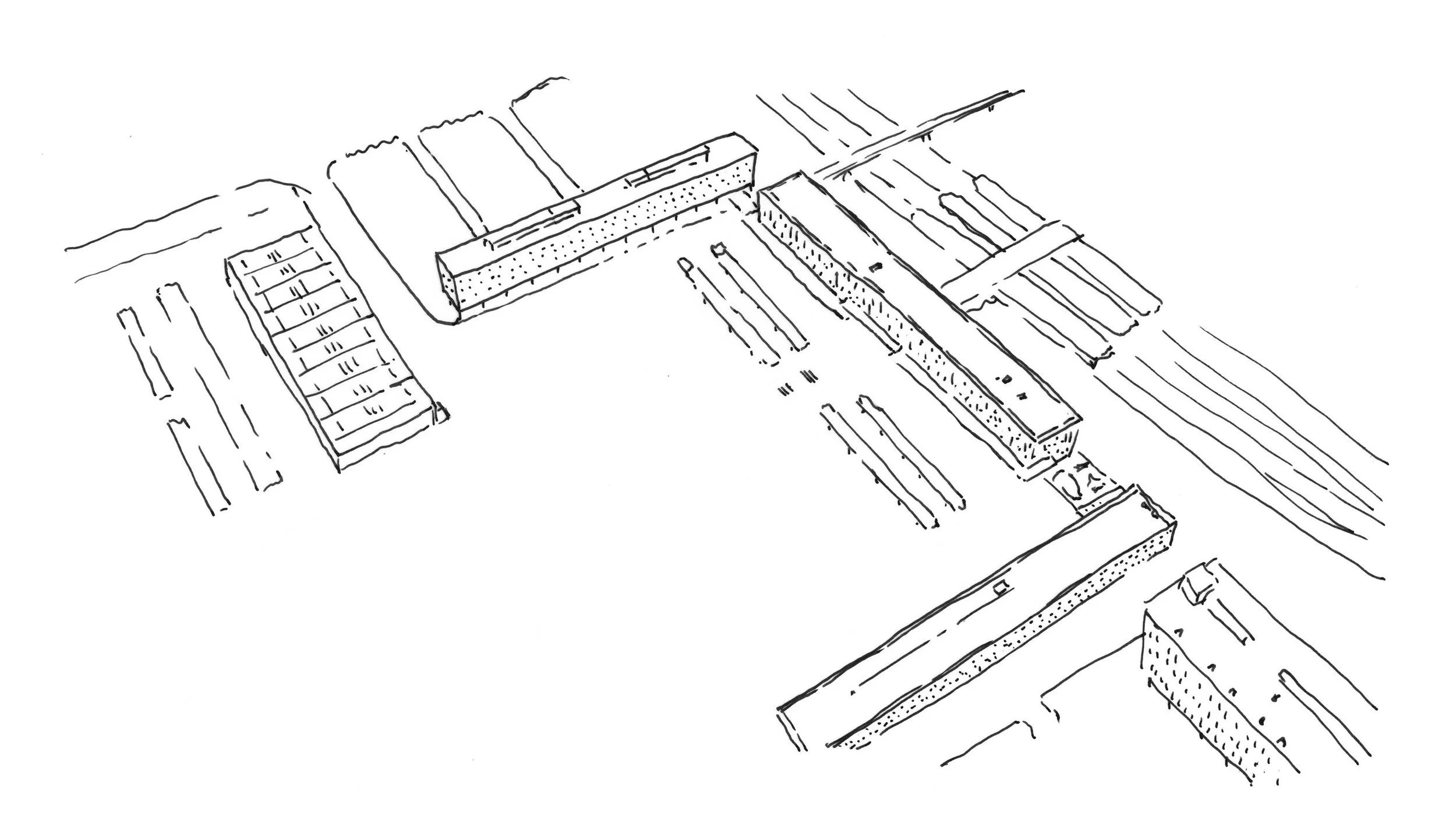 Sketch of existing buildings in Milton Keynes