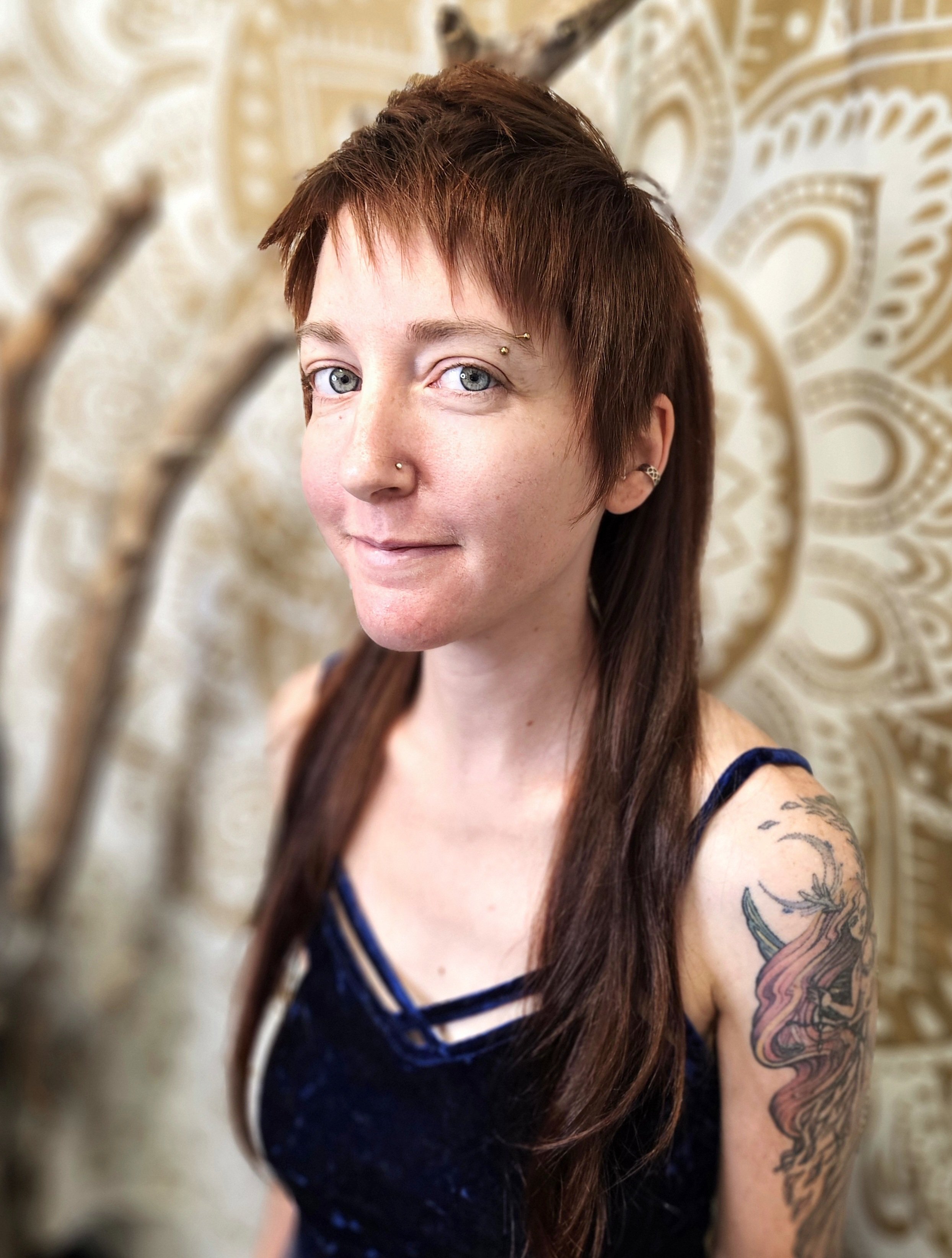 women's natural asymmetrical a line bob shaved side