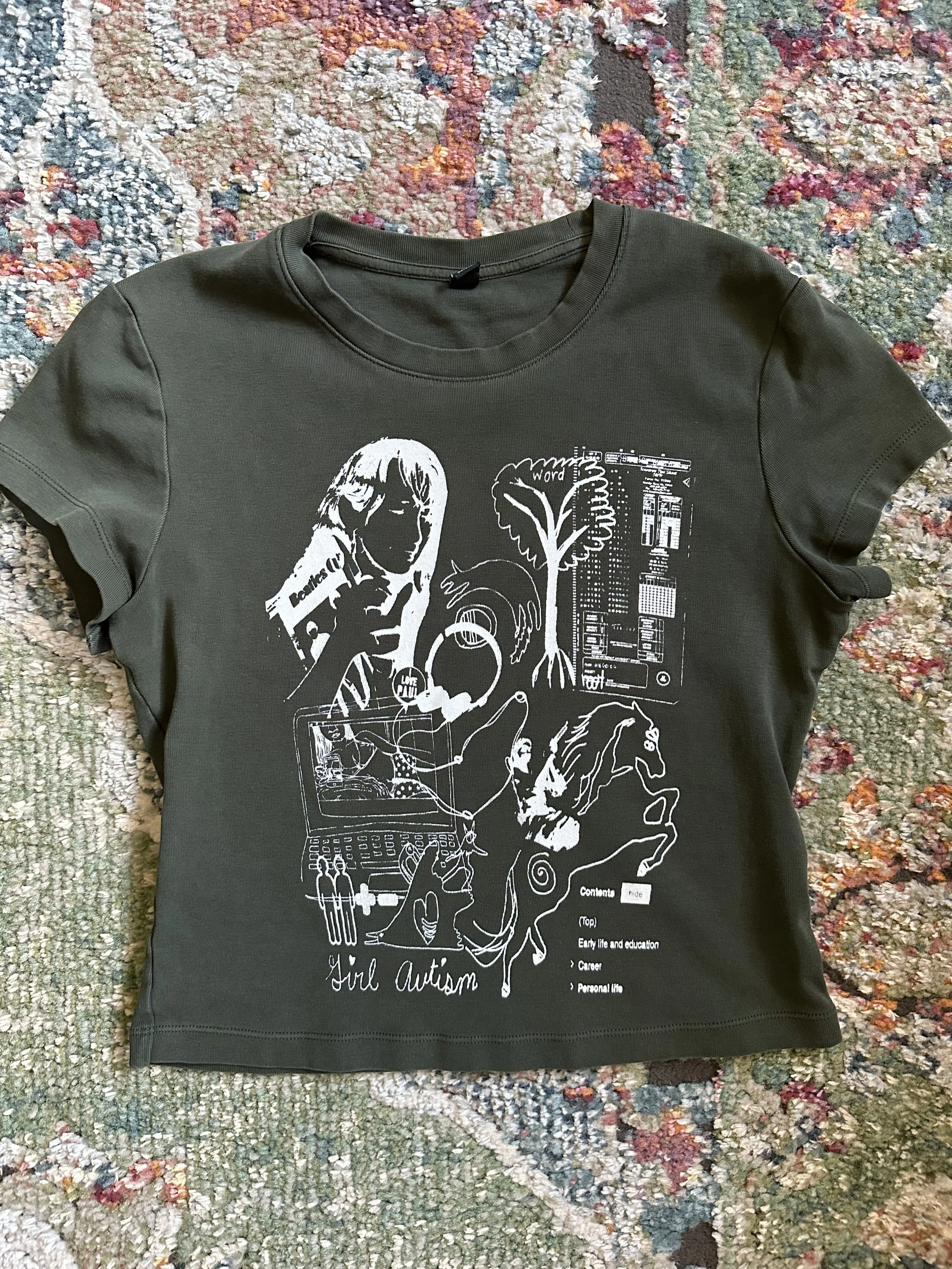 Dark Green Cropped Baby Tee (S/M)