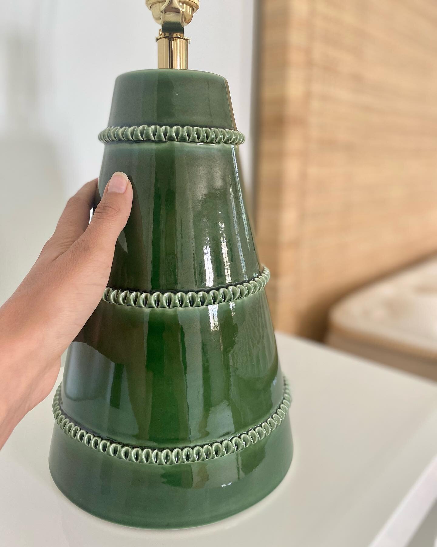 This is me contemplating running away with these beauties from today&rsquo;s master bedroom install. Just kidding, but seriously no one does more beautiful lamps than @shophwangbishop

The thyme color way is the perfect shade of green + a little ratt
