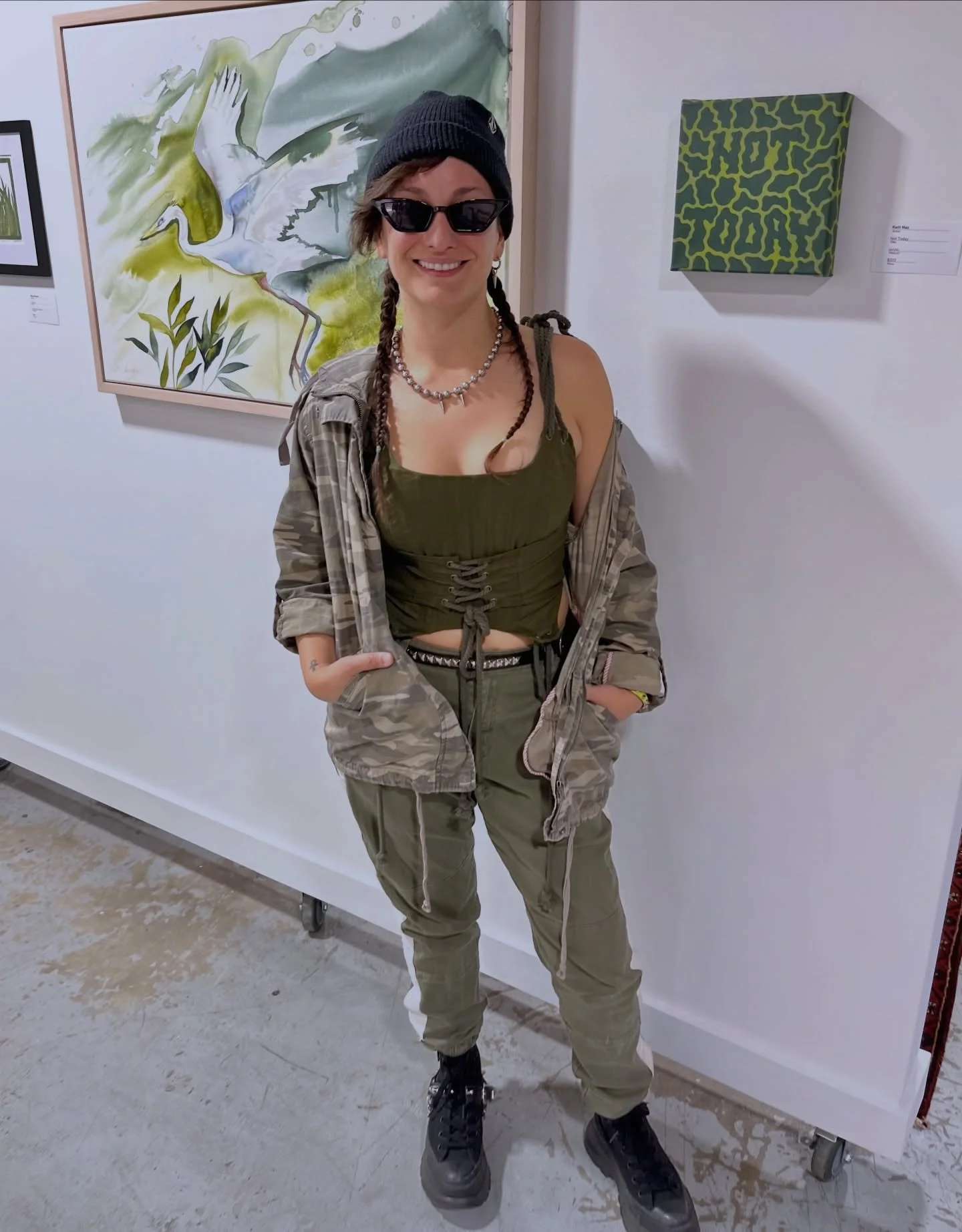 Swing by the @riverartsdistrictasheville Welcome center at @radrendezvous today from 5pm-7pm🖼️ for their &ldquo;Monochromatic" group show opening and check out my piece about overcoming the darkness that's trying to consume you. NOT TODAY! 💚💚