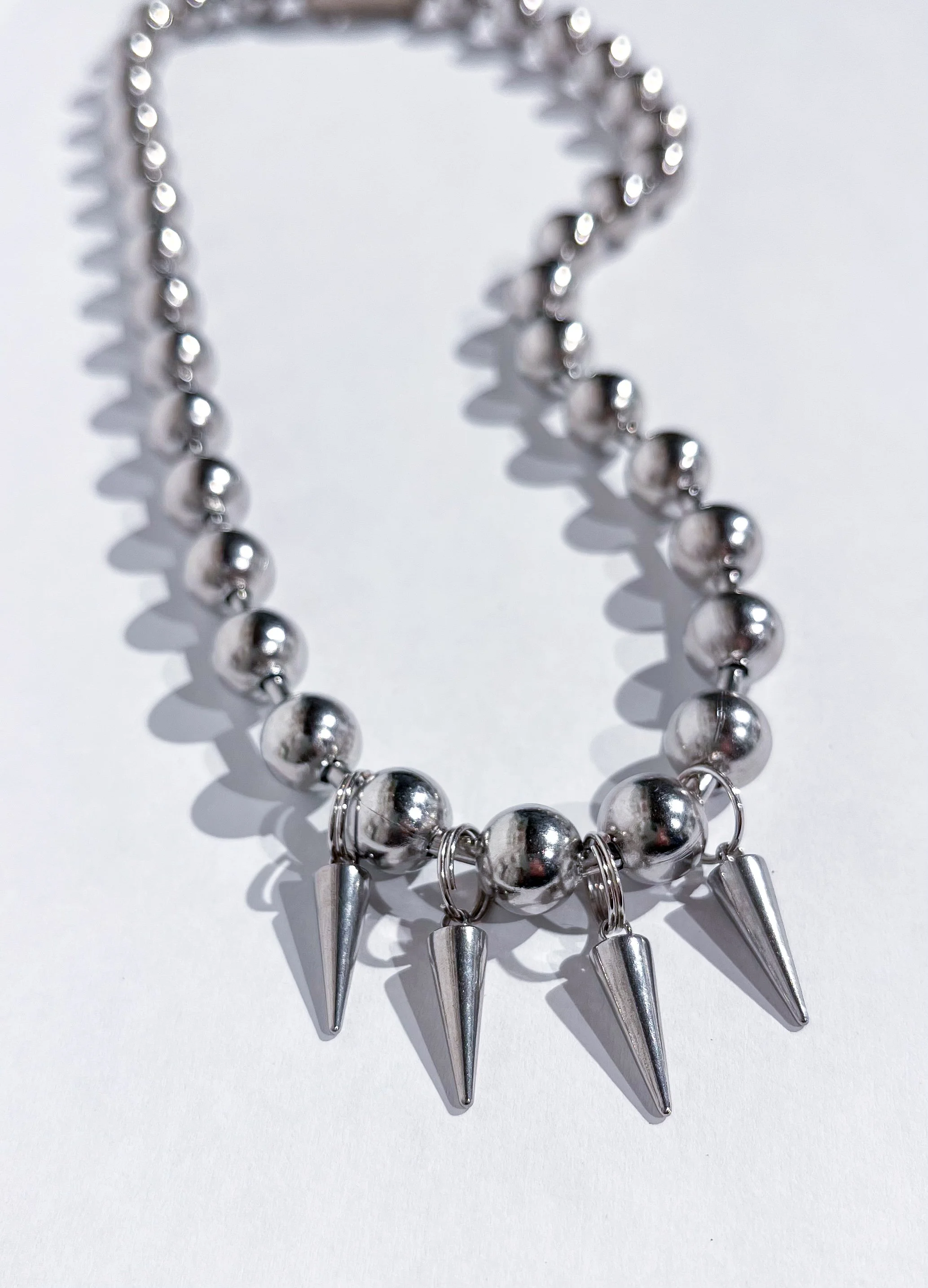 Steel Pearls Necklace (OG Thick w/ Spikes)
