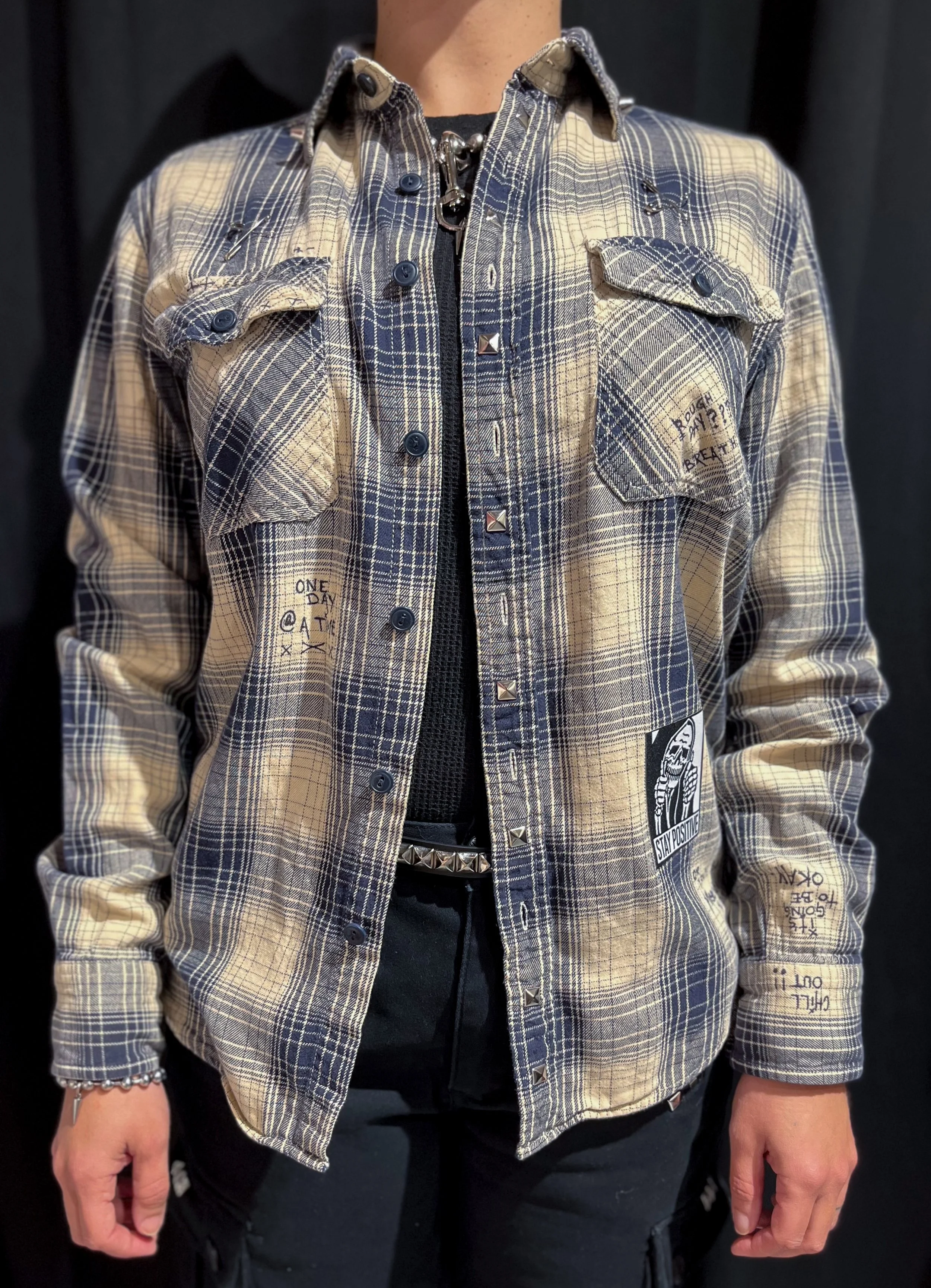 "Rough Day?" Up-cycled Flannel Shirt