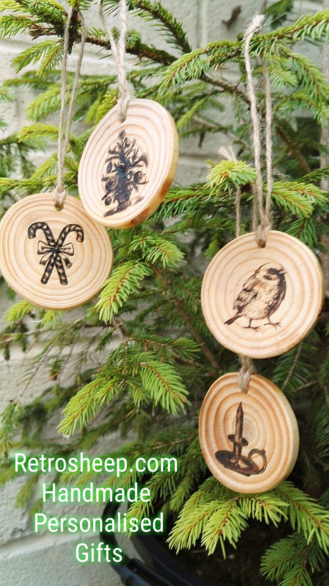 Unique Set Handmade Wood Engraved Christmas Tree Decorations ...