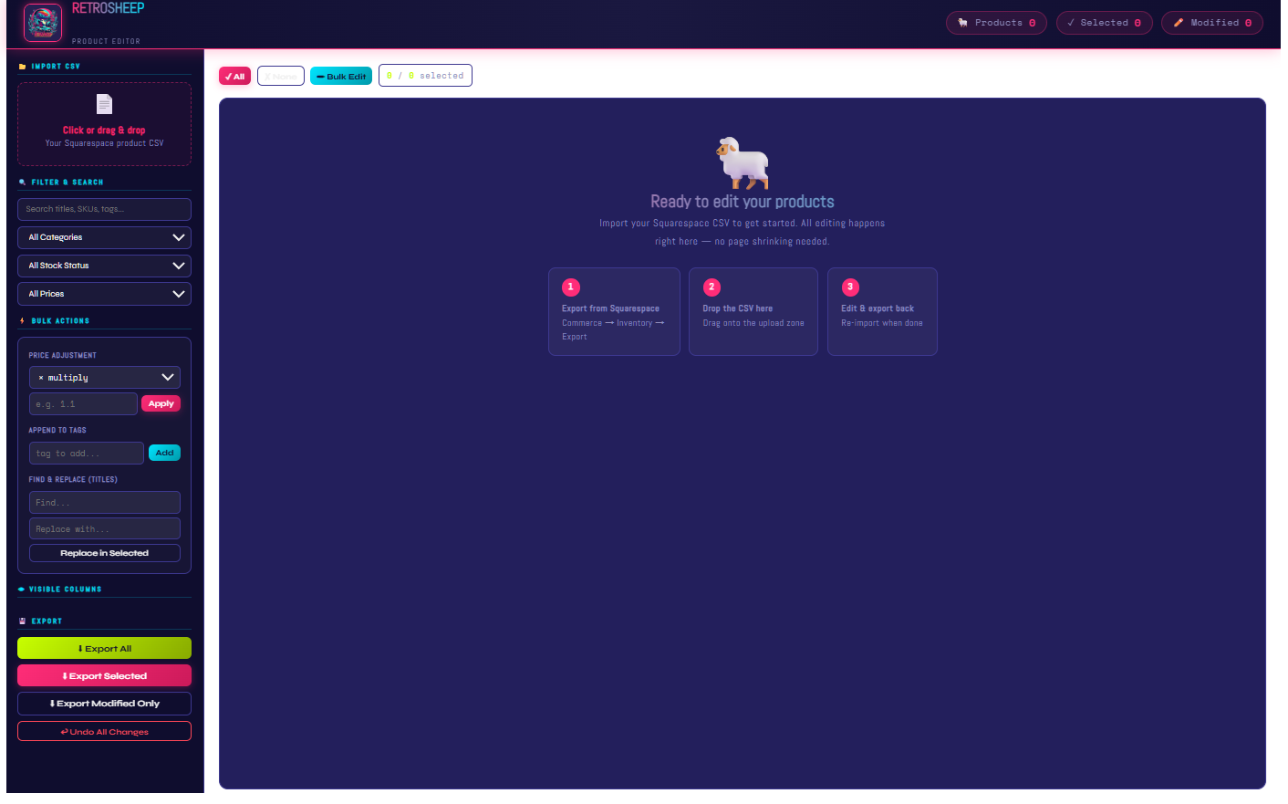 I Built a Bulk Product Editor for Squarespace Because Nobody Else Had