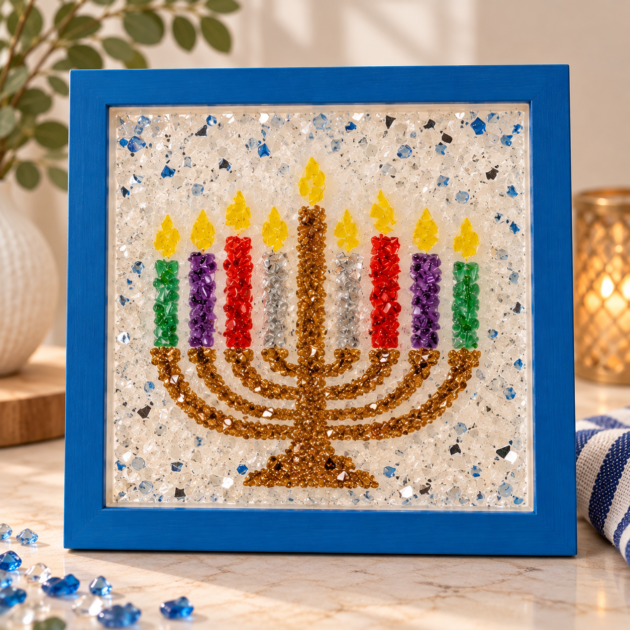 Blue Framed Menorah Glass Mosaic.png