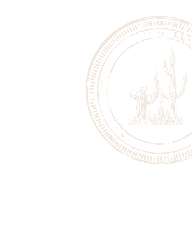 A circular seal featuring two cacti in the center and a decorative border.