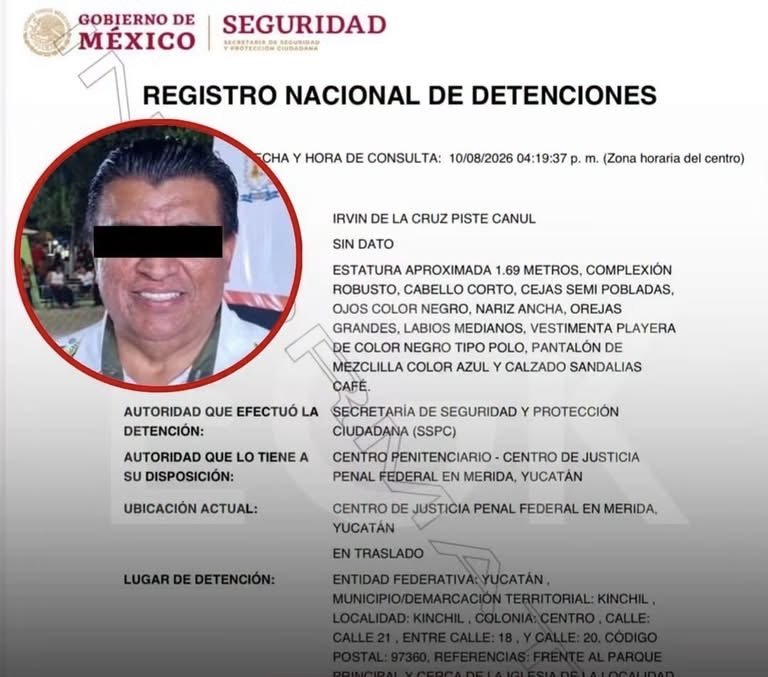 Detienen en un operativo federal a Irvin Pisté, alcalde de Kinchil, por presunto desvío de recursos