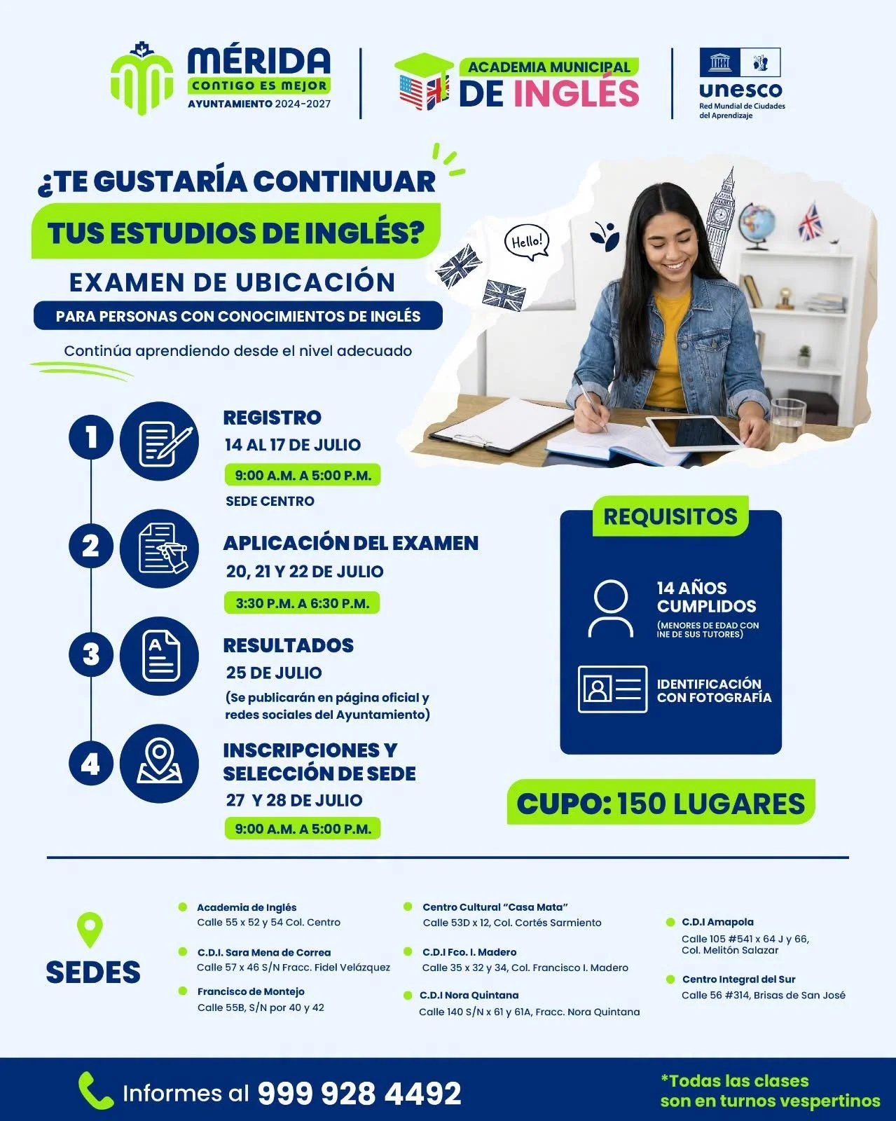 Lanzan convocatoria para continuar estudios de inglés con validez oficial en la Academia Municipal de Mérida