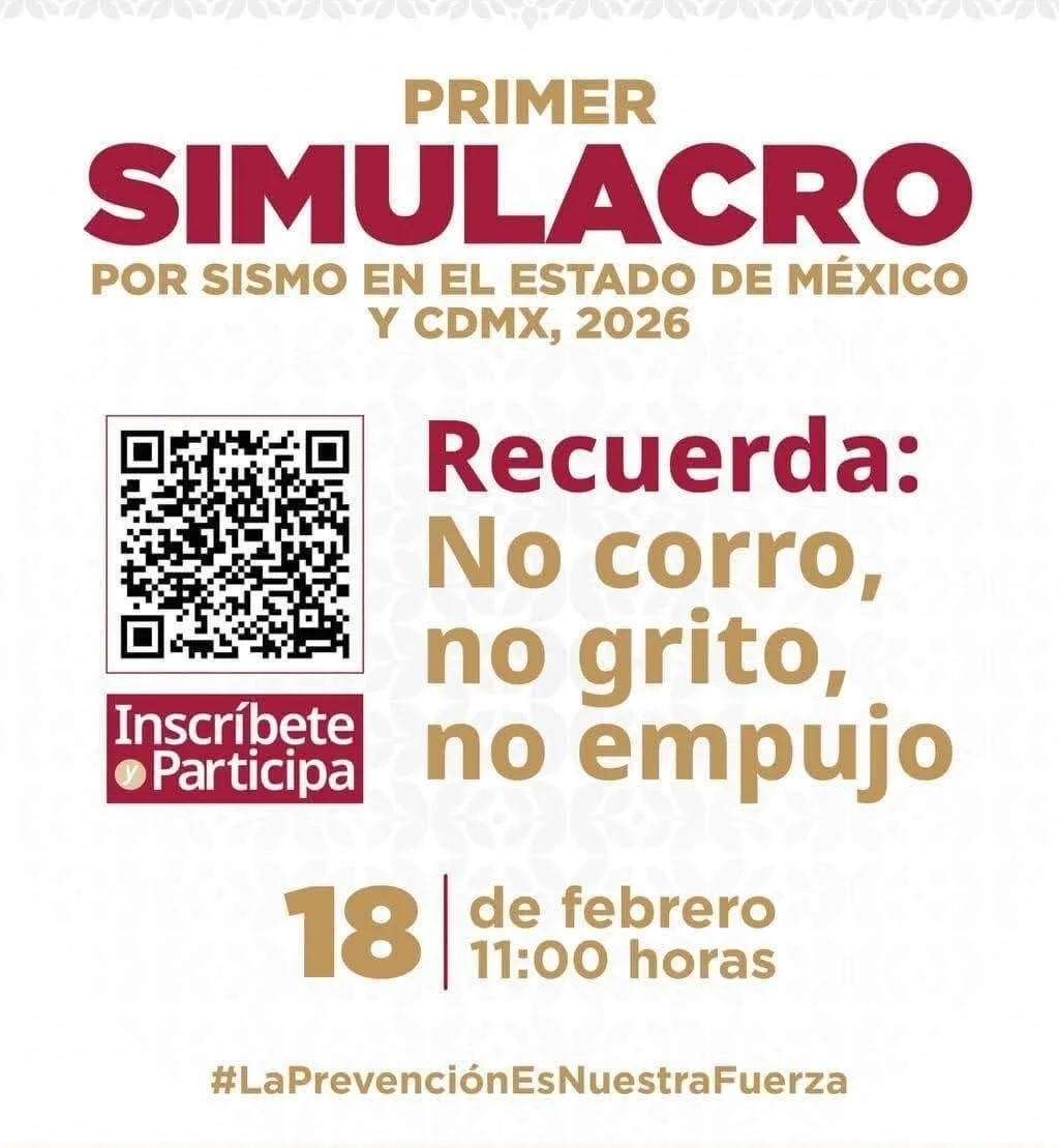 Invitan a prepararse para participar en el Primer Simulacro de Sismo 2026 este miércoles 18 de febrero