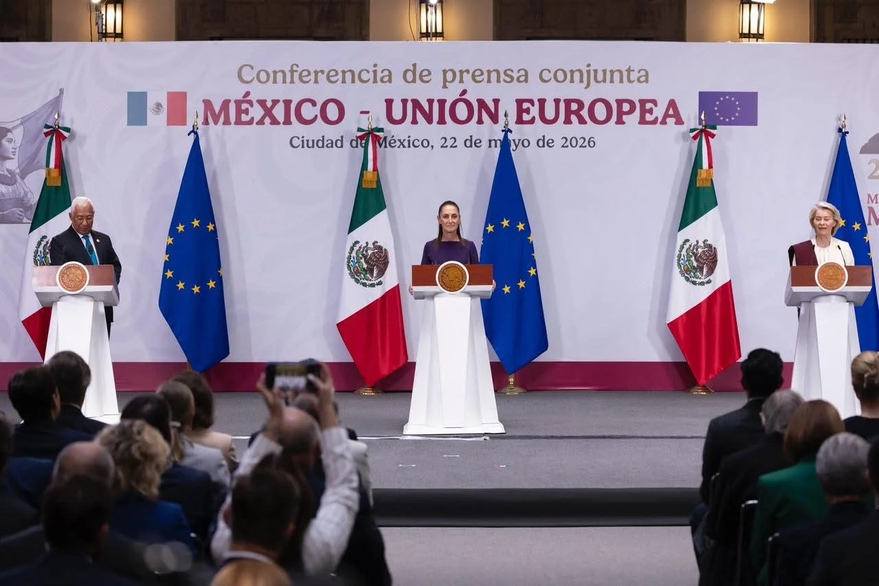Claudia Sheinbaum firma en Palacio Nacional el Acuerdo Global Modernizado con la Unión Europea