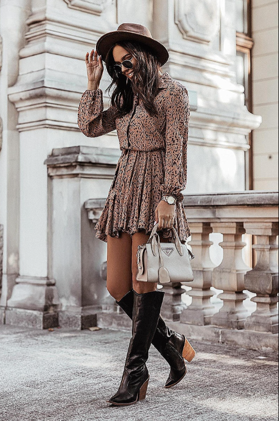 skater dress with cowboy boots What To Wear With Cowgirl Boots: Outfit Ideas to Channel Your Inner Western Girlie