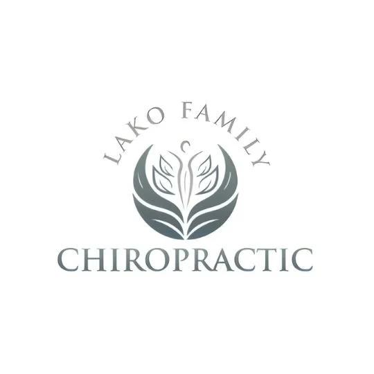 Logo for Lago Family Chiropractic with a stylized flower or plant design in the center.