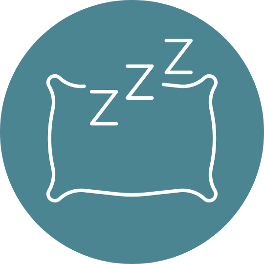Icon of a pillow with z's above it, representing sleep or sleeping.