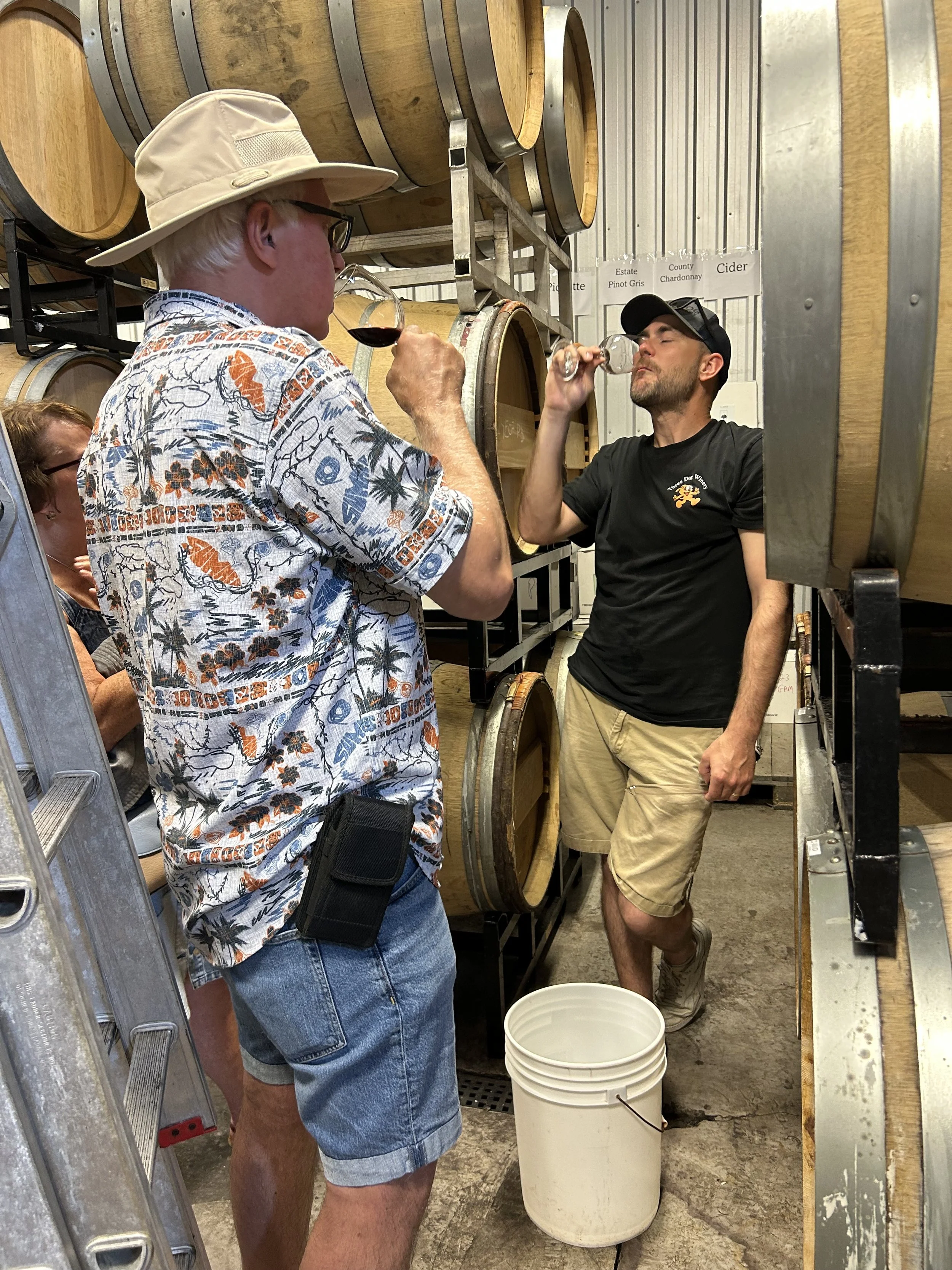 Barrel tasting with Andrew @Three Dog Winery