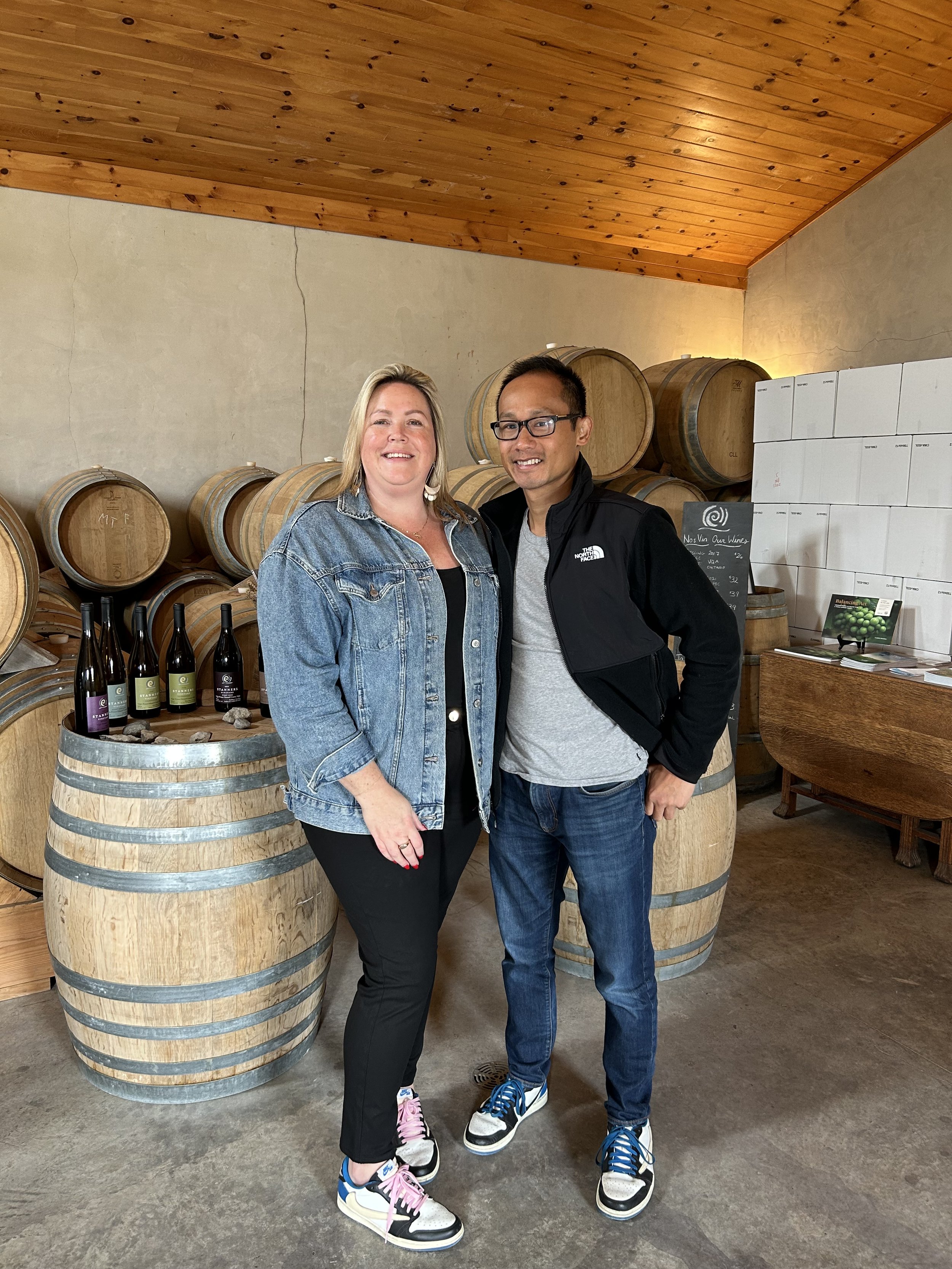 In the barrel room @ Stanners Vineyard