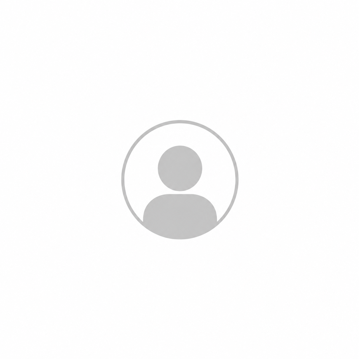 Placeholder avatar icon for user profile with a gray silhouette of a person inside a gray circle.