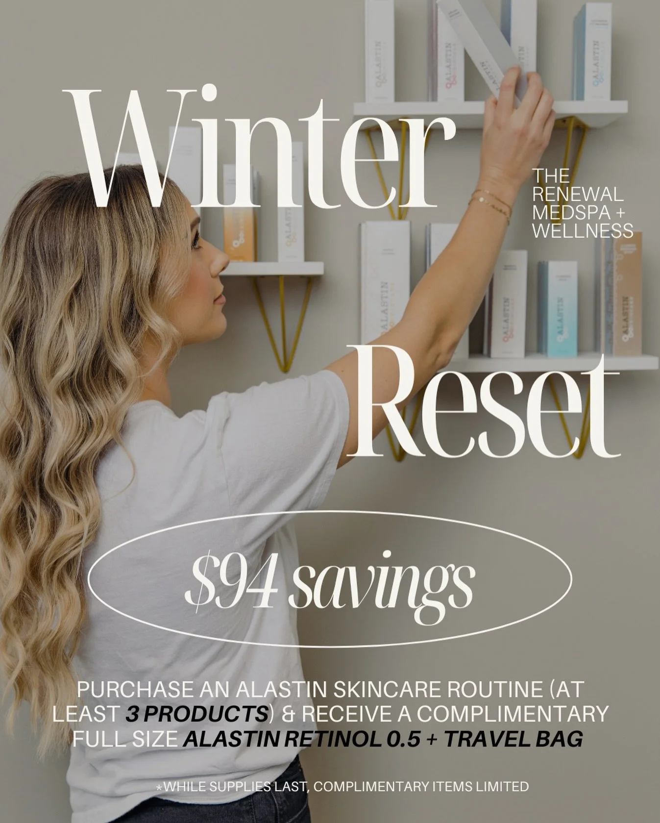 Winter is the season to reset your skin 🤍❄️
Now is the perfect time to invest in a medical-grade routine that actually works 🧬🥼🧪

✨ Winter Reset Special ✨
Purchase any 3 Alastin products and receive a complimentary full-size Alastin Retinol 0.5 +