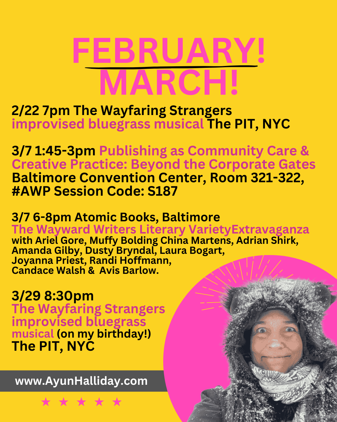 Ayun Live in Person February, March 2026