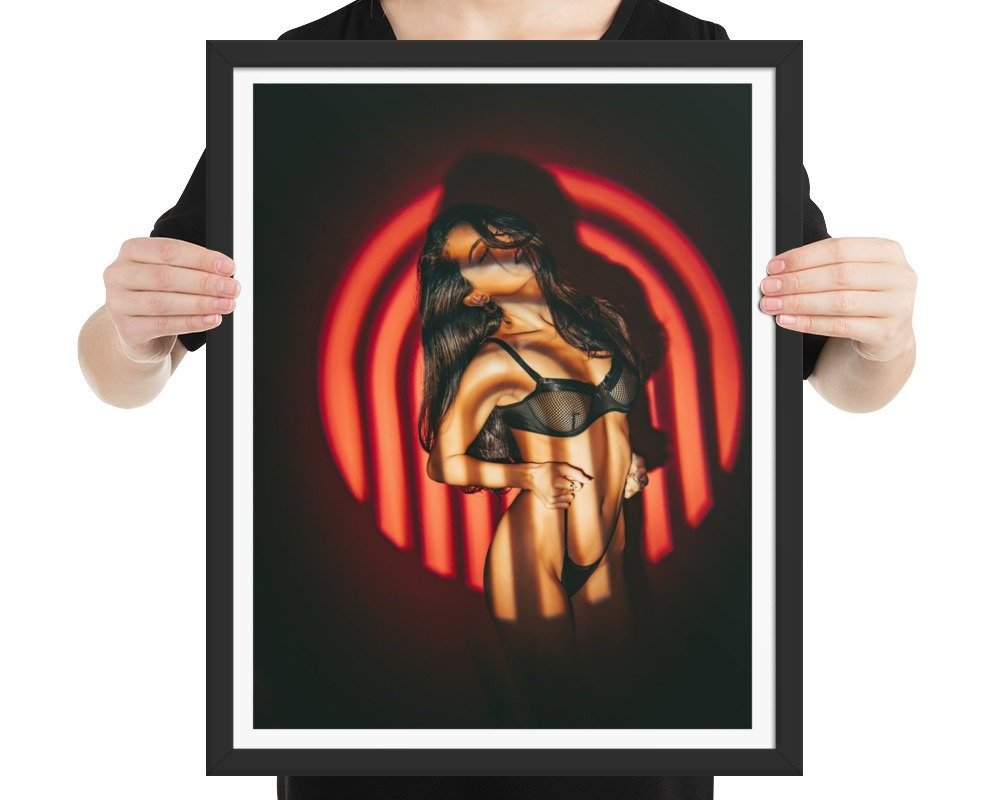 girl hold framed print